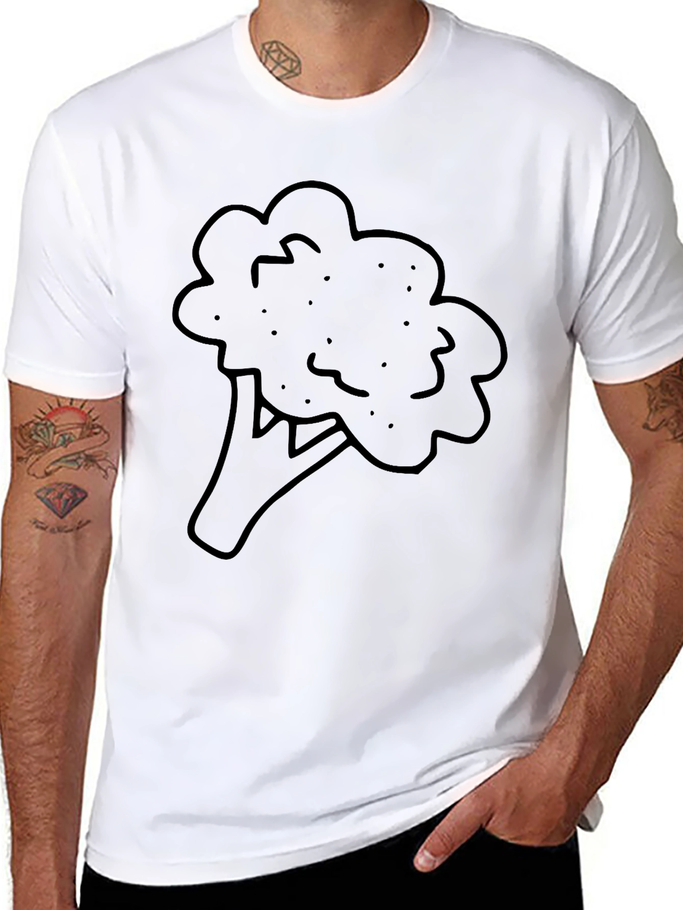 Broccoli Graphic Print Black T-Shirt