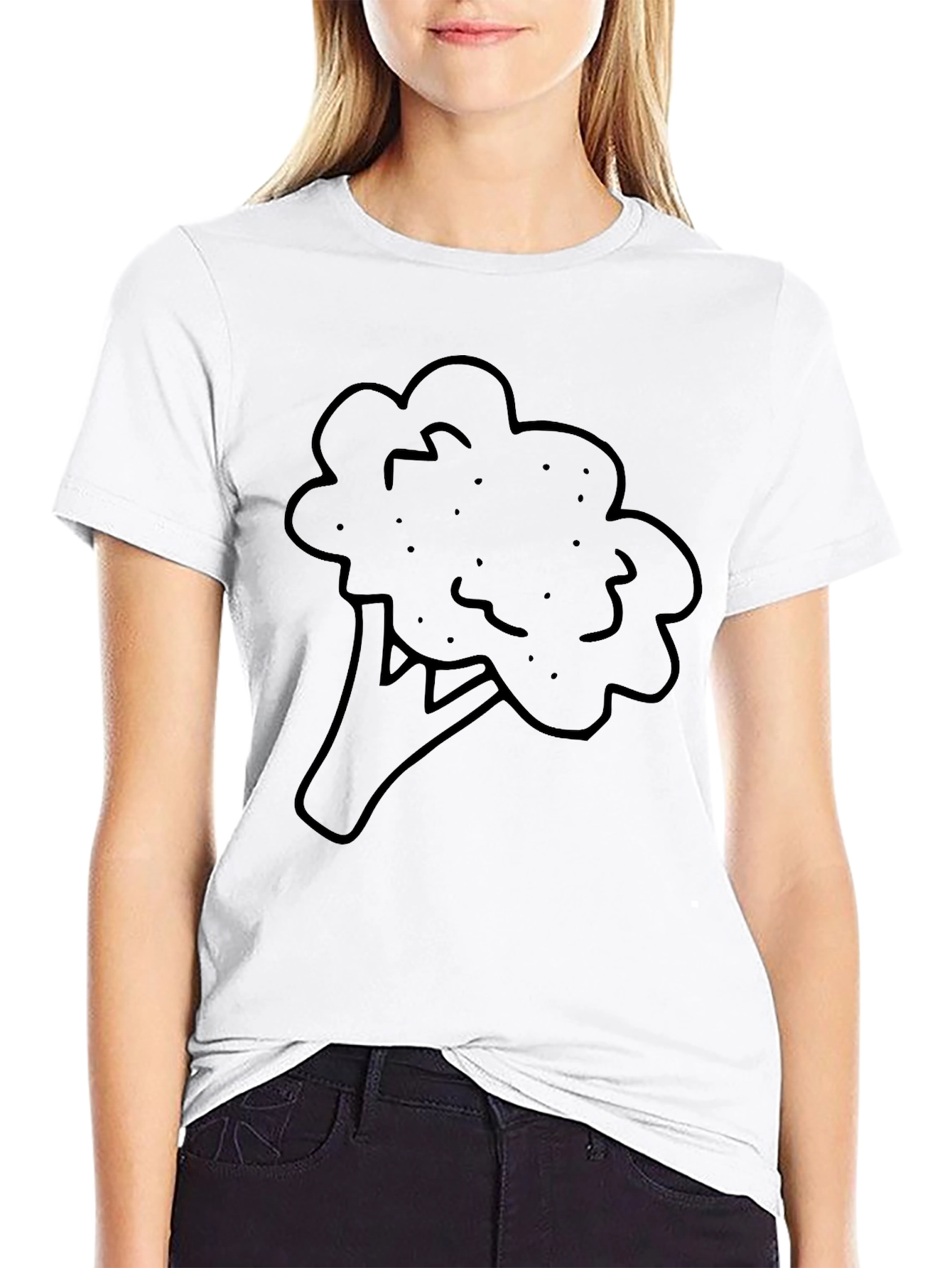 Broccoli Graphic Print Black T-Shirt