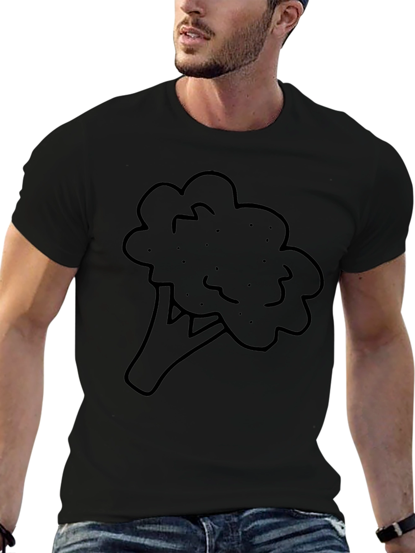 Broccoli Graphic Print Black T-Shirt
