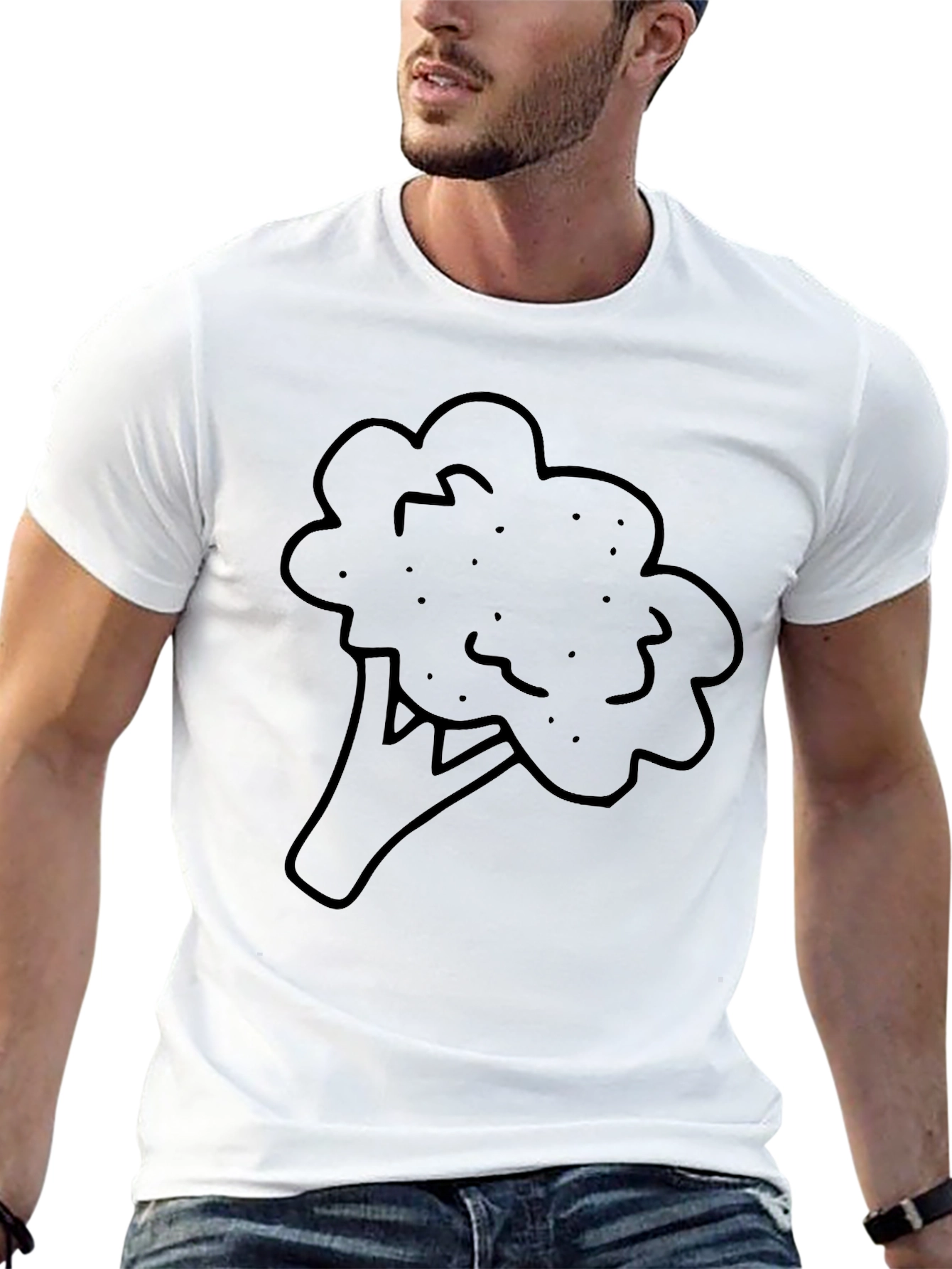 Broccoli Graphic Print Black T-Shirt