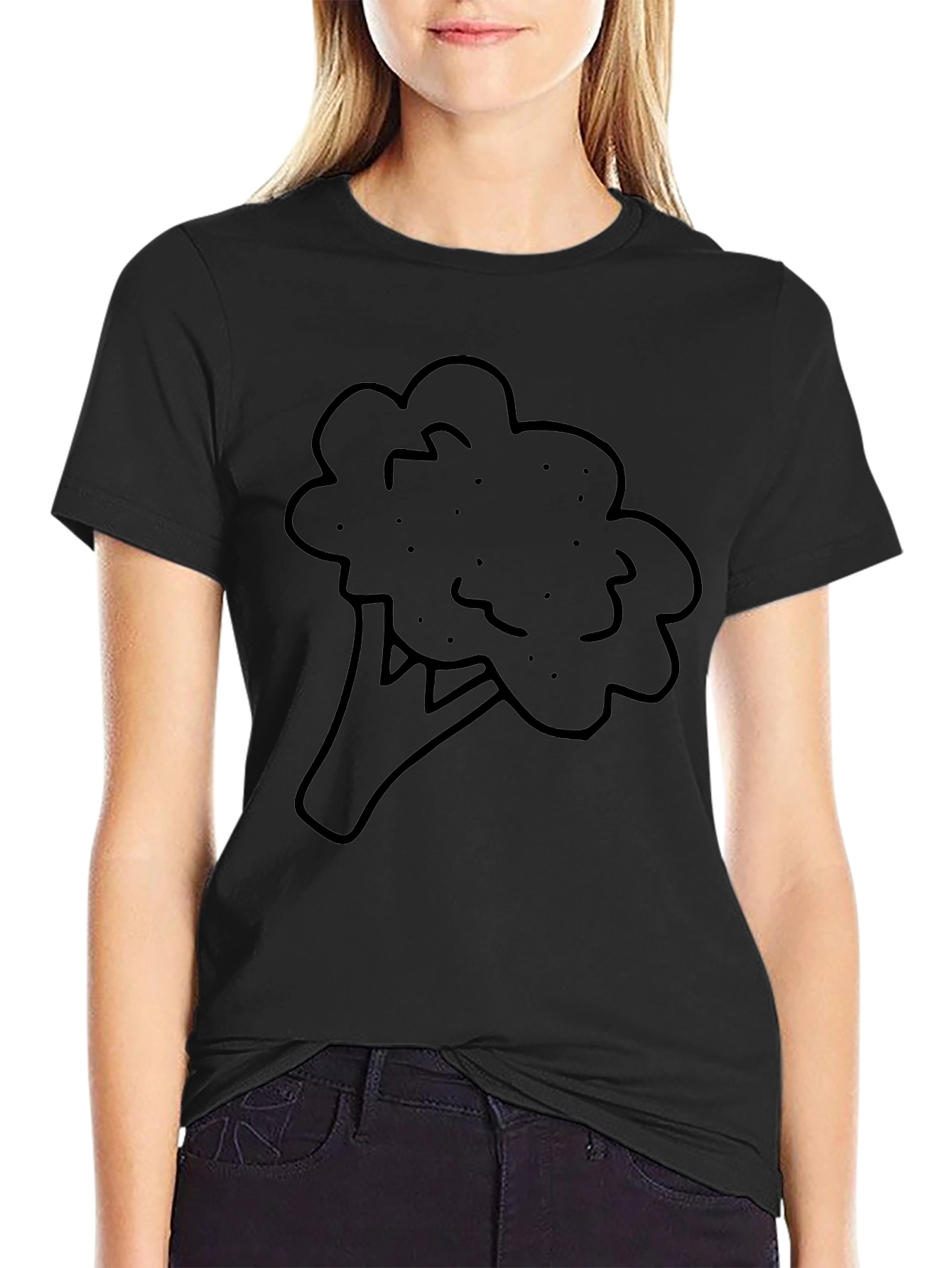 Broccoli Graphic Print Black T-Shirt