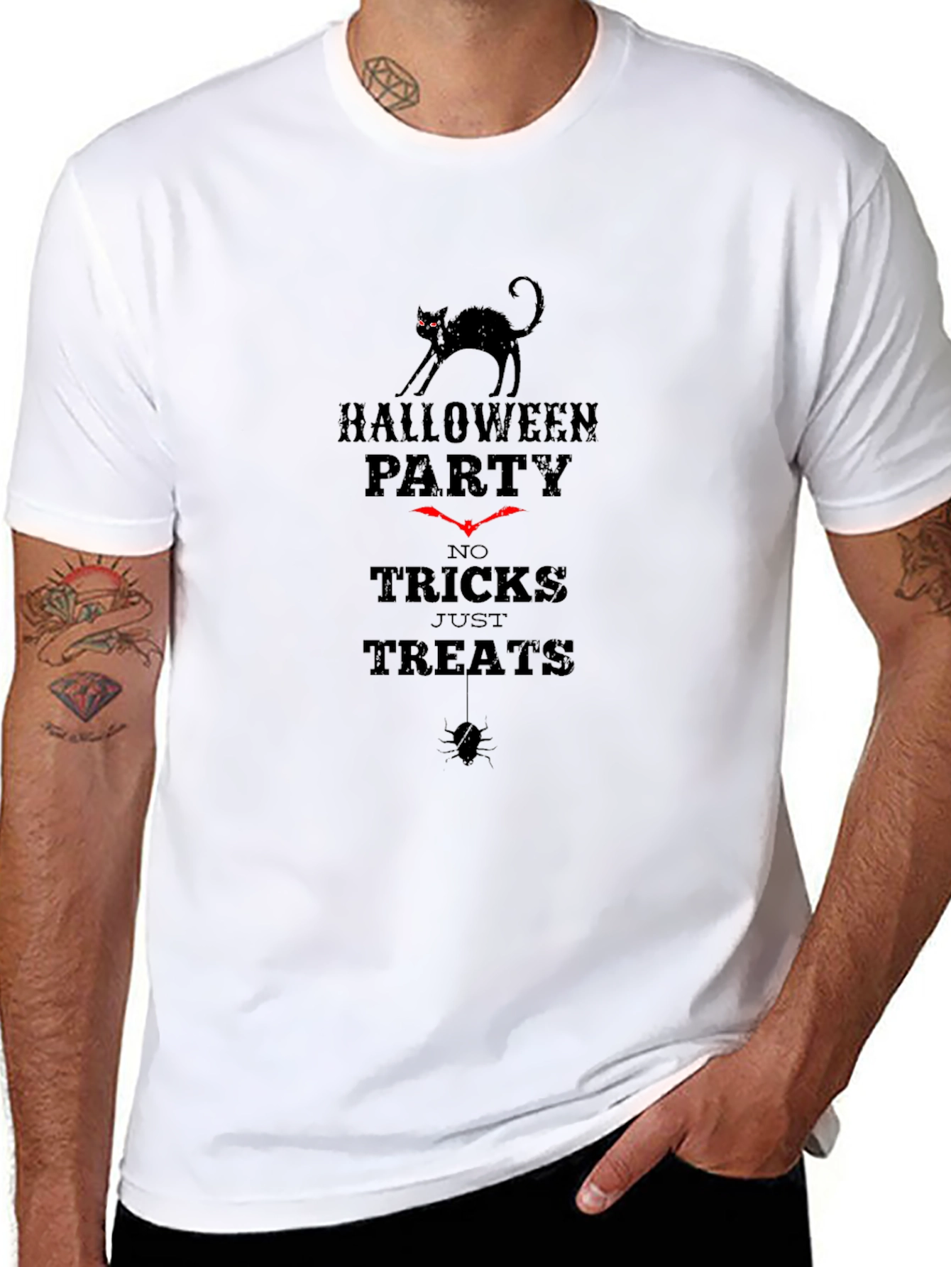 Halloween Party No Tricks Just Treats Black T-Shirt