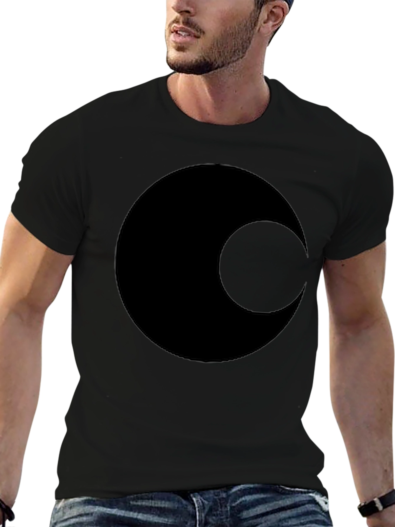 Minimalist Eclipse Design Black T-Shirt