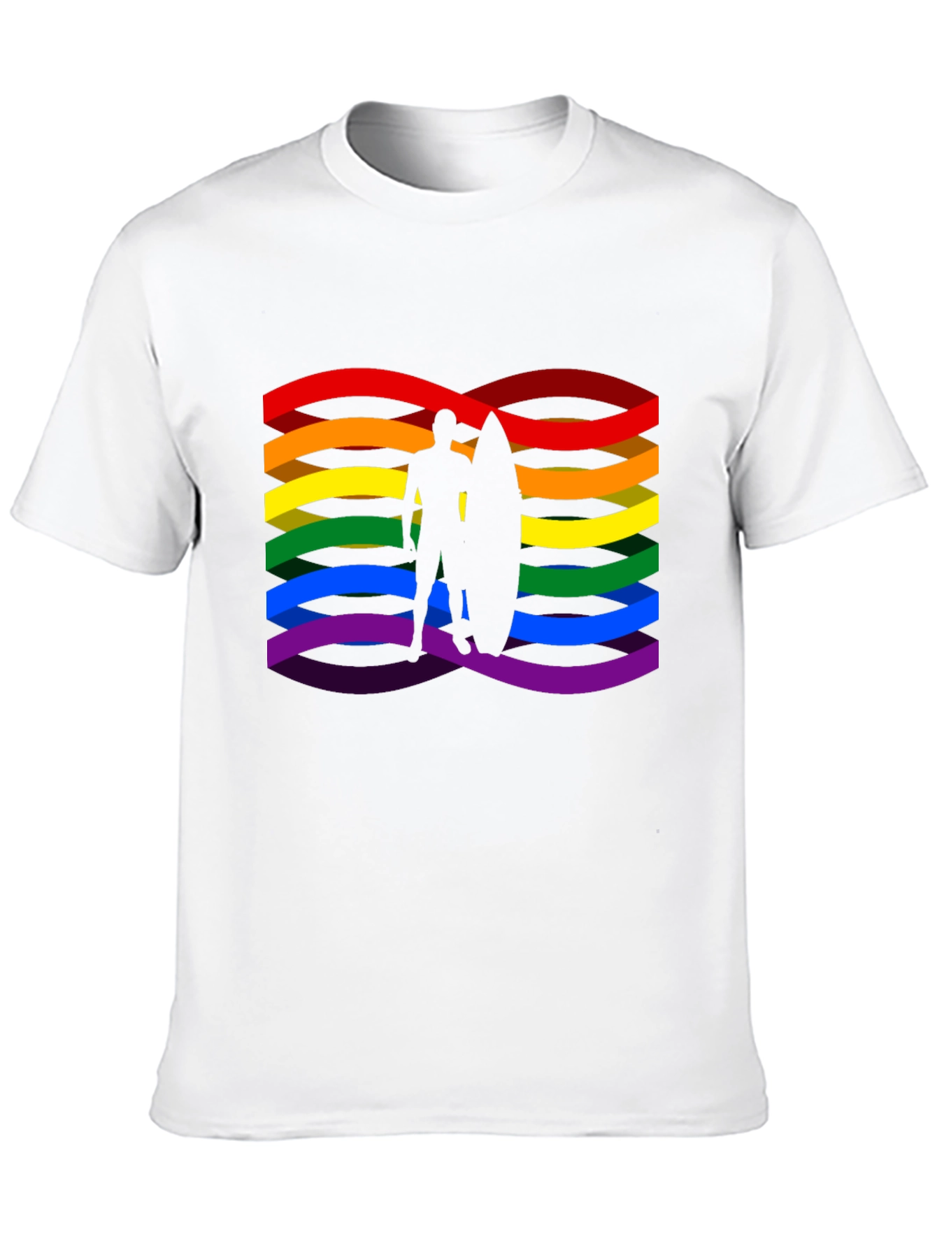 Rainbow Surfer Graphic Tee - Pride Wave Shirt