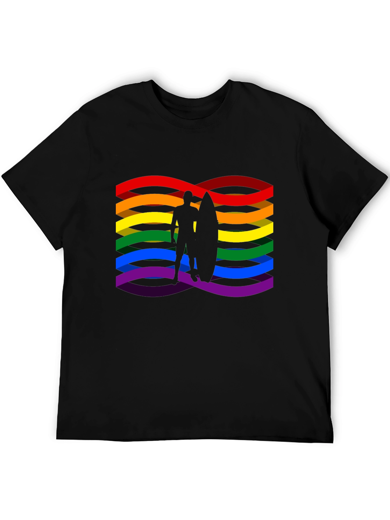Rainbow Surfer Graphic Tee - Pride Wave Shirt