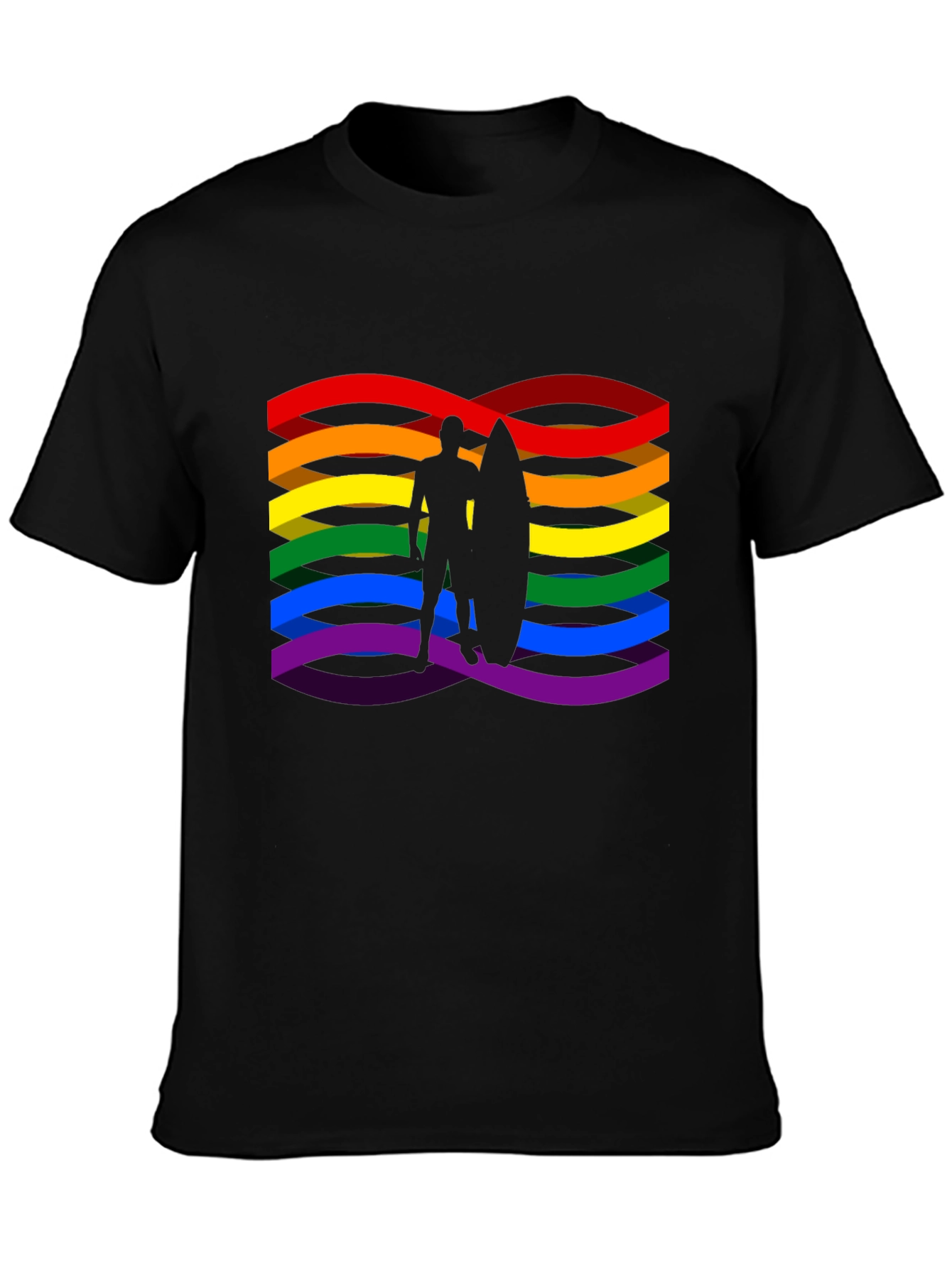 Rainbow Surfer Graphic Tee - Pride Wave Shirt