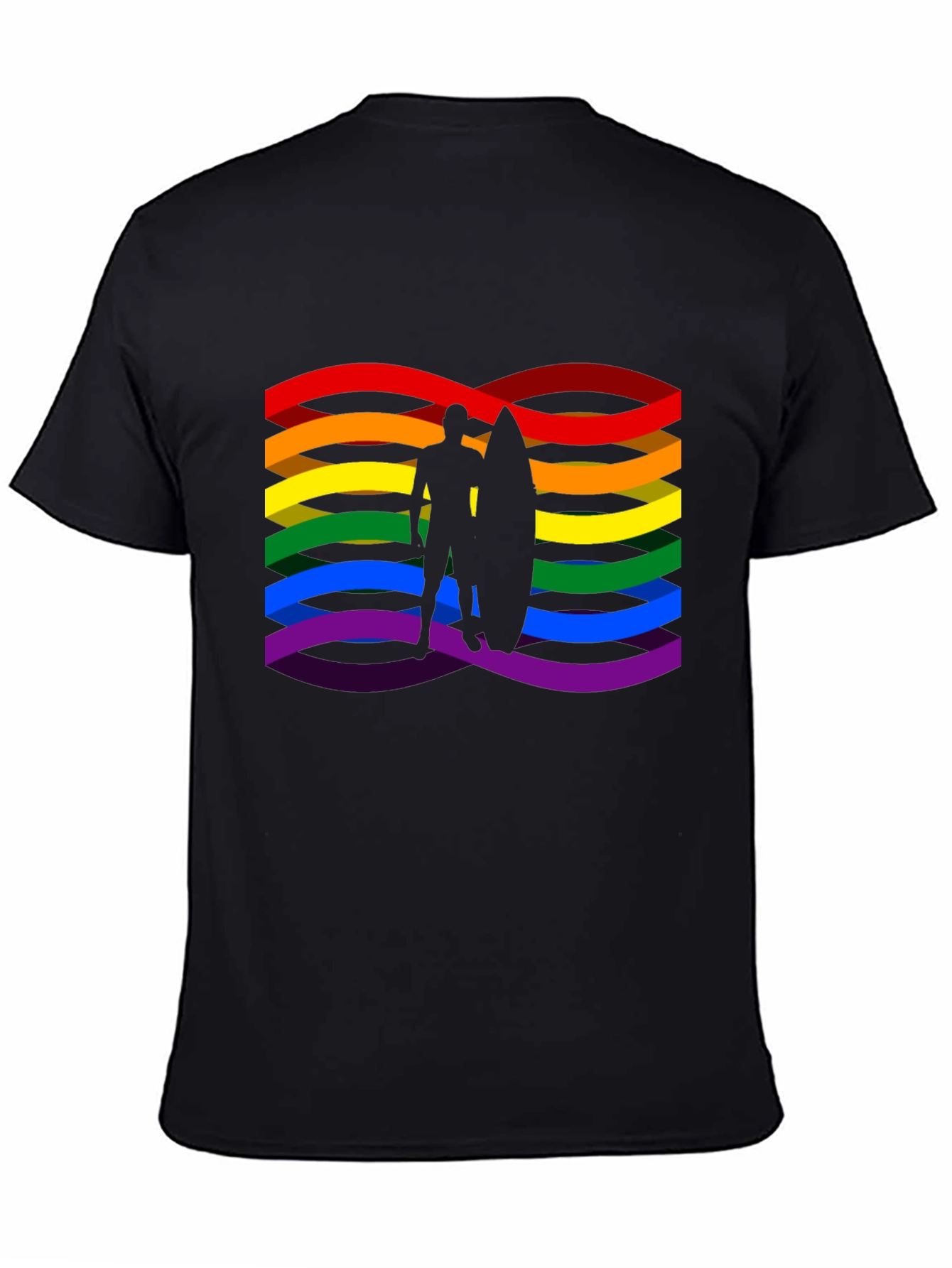 Rainbow Surfer Graphic Tee - Pride Wave Shirt