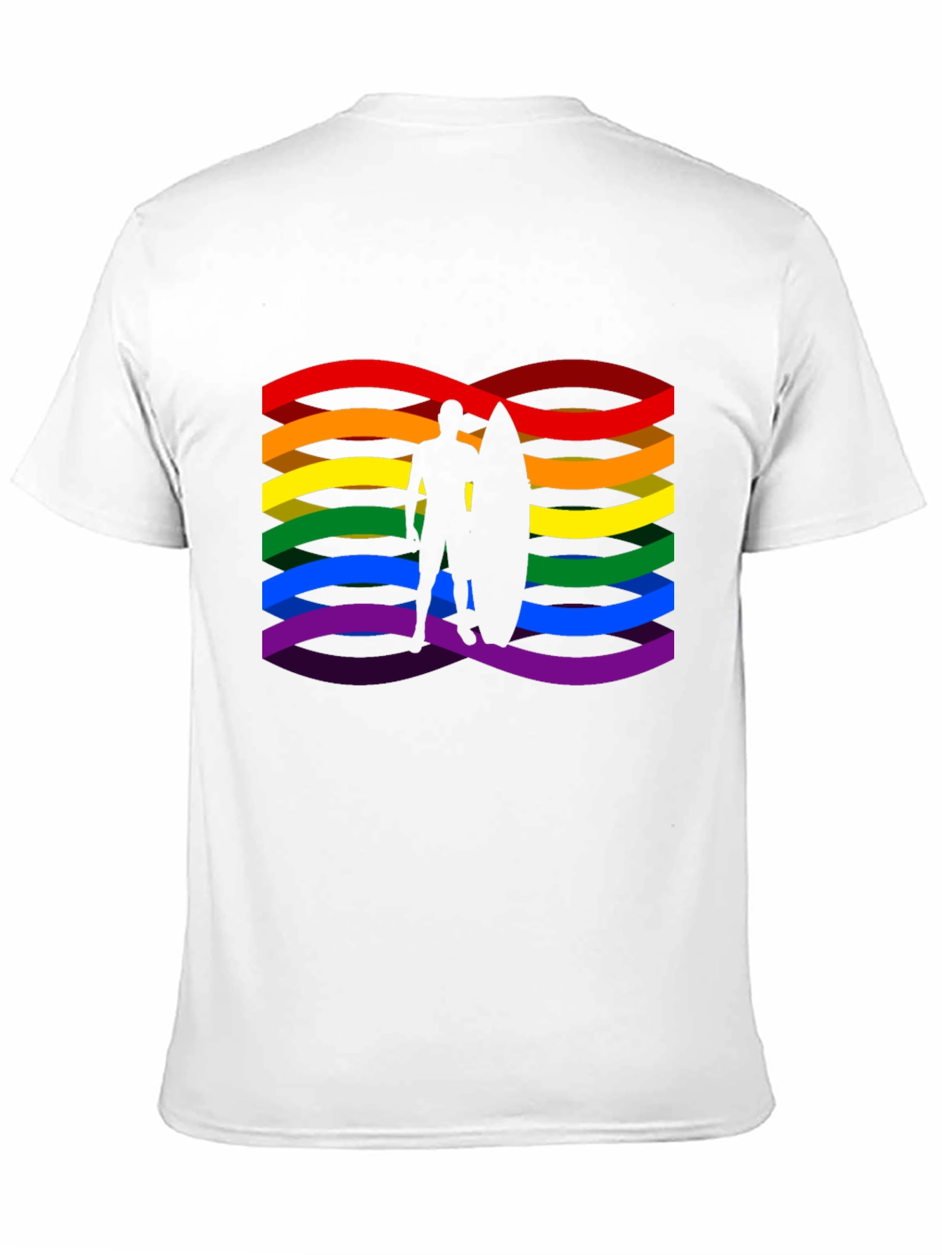 Rainbow Surfer Graphic Tee - Pride Wave Shirt