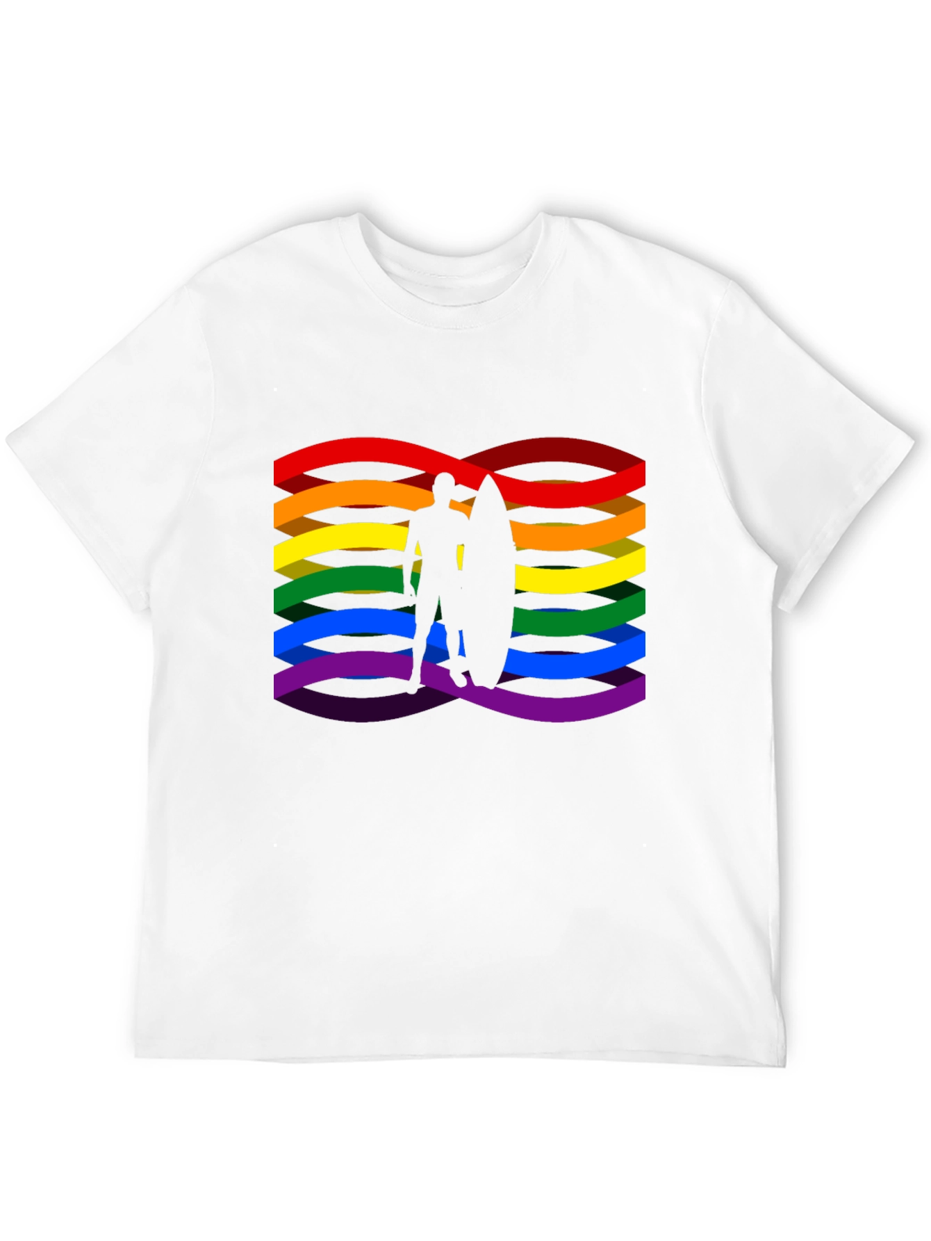 Rainbow Surfer Graphic Tee - Pride Wave Shirt