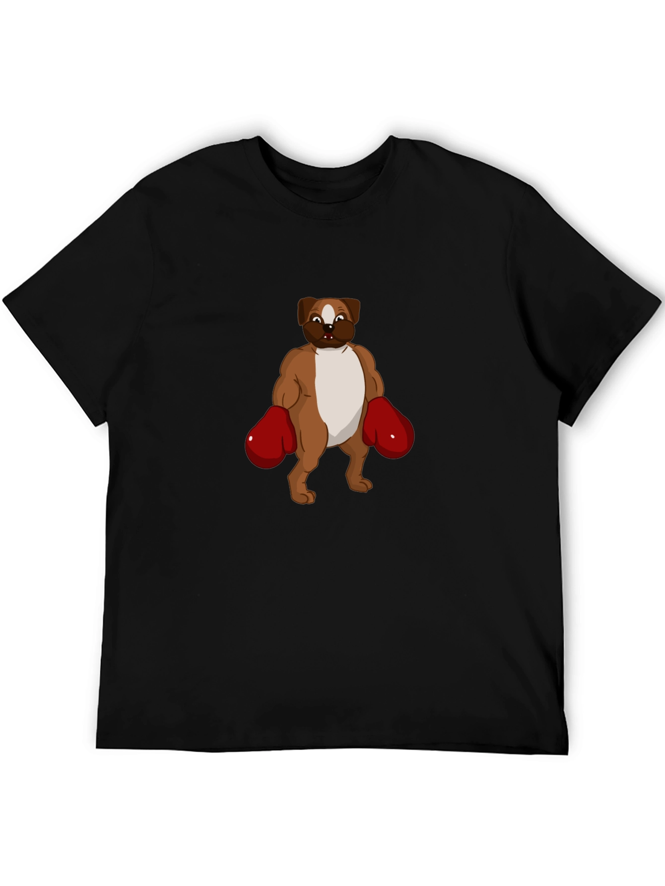 Dog Boxer Graphic T-Shirt - Black Crew Neck