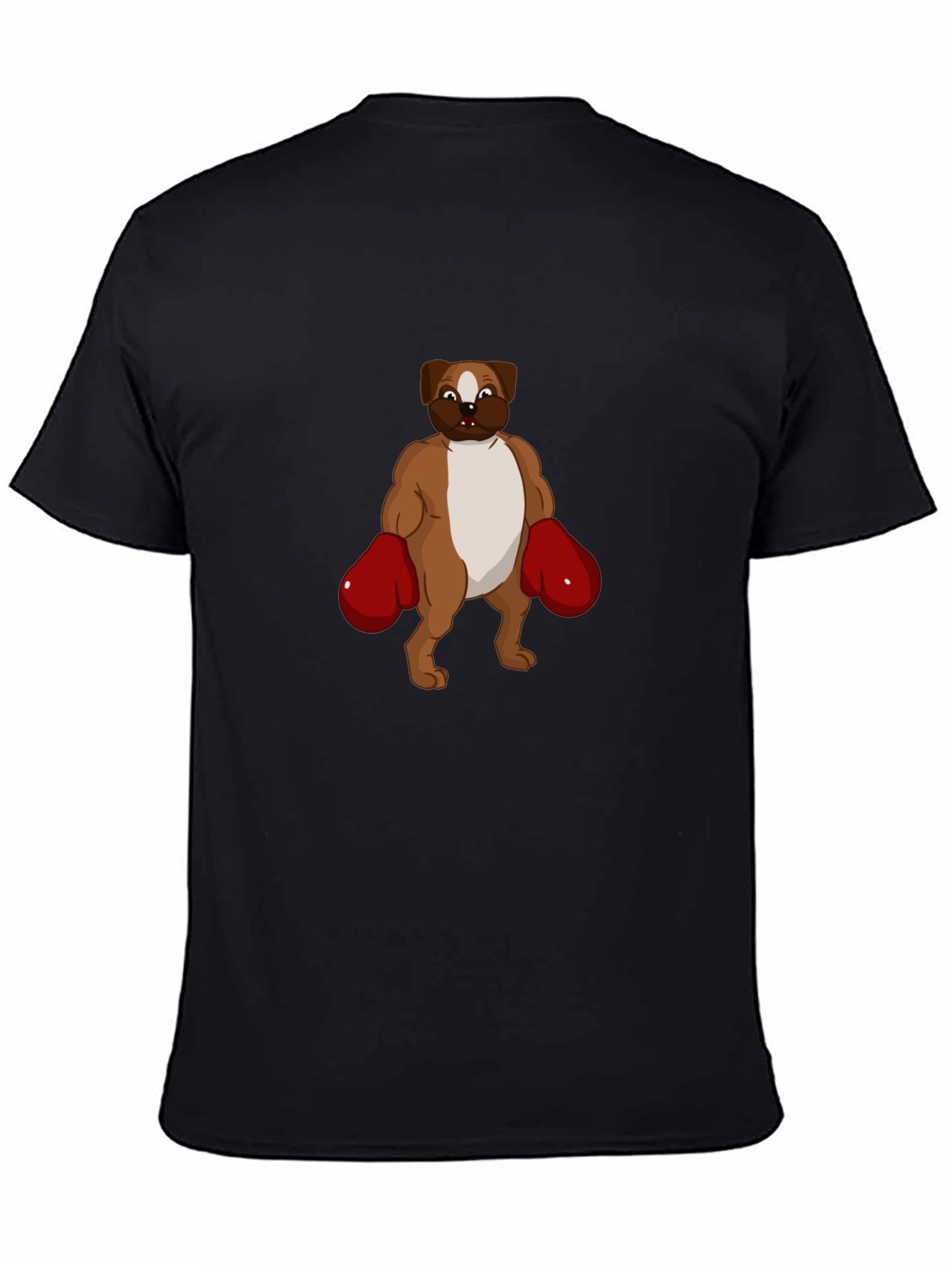 Dog Boxer Graphic T-Shirt - Black Crew Neck