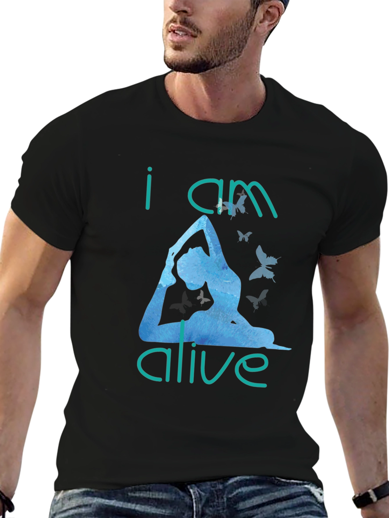 I Am Alive Yoga T-Shirt - Black Cotton Tee