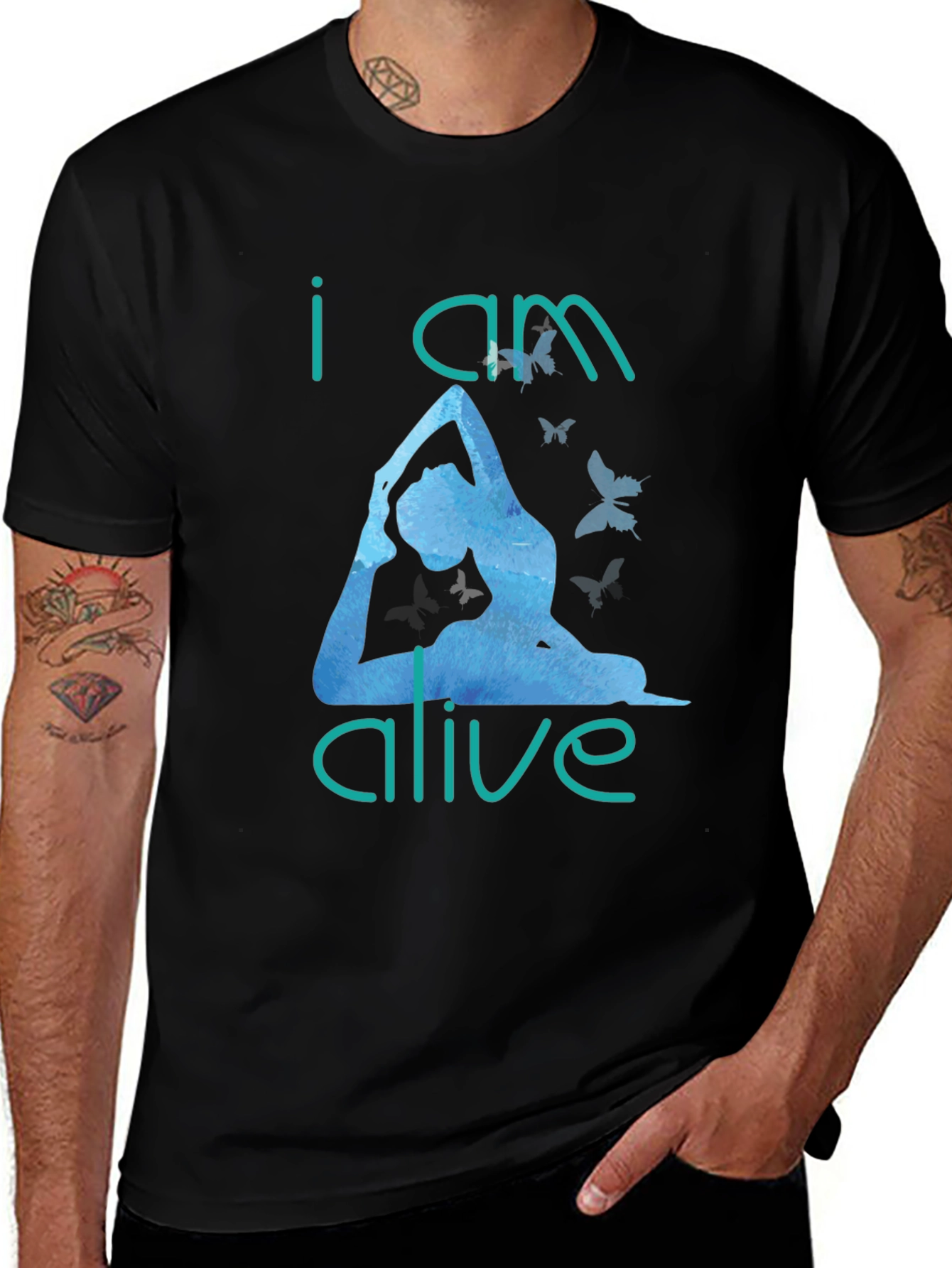 I Am Alive Yoga T-Shirt - Black Cotton Tee