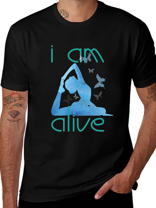 I Am Alive Yoga T-Shirt - Black Cotton Tee
