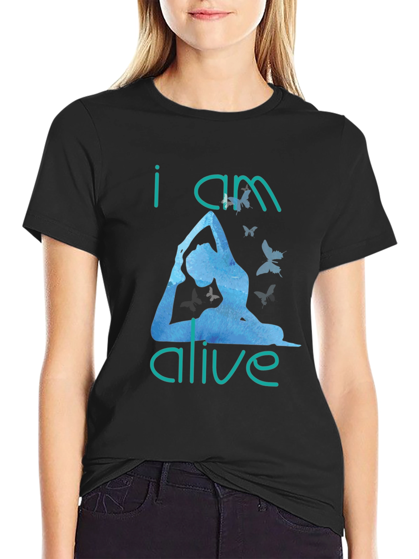I Am Alive Yoga T-Shirt - Black Cotton Tee