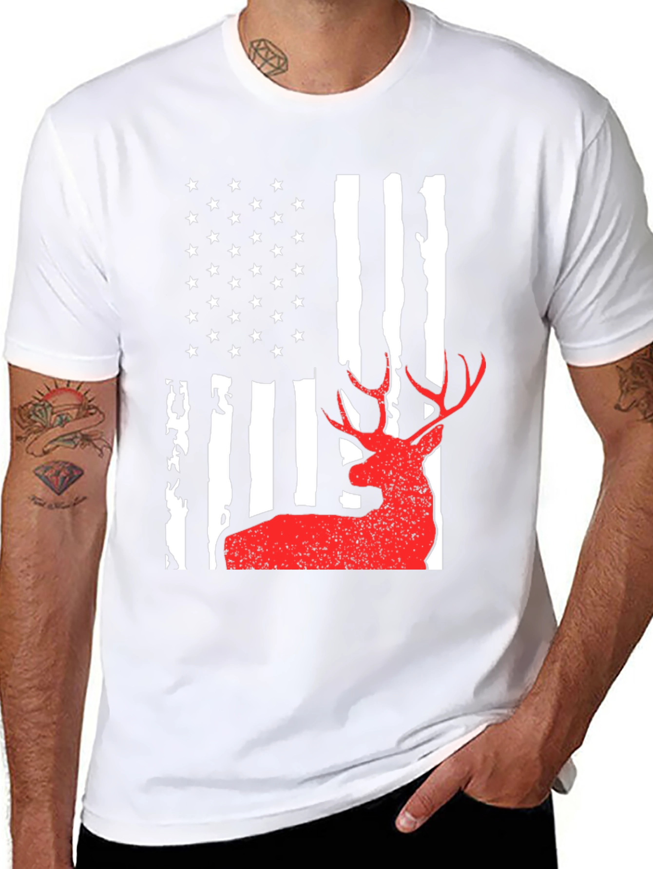 Deer Hunting American Flag Graphic Tee
