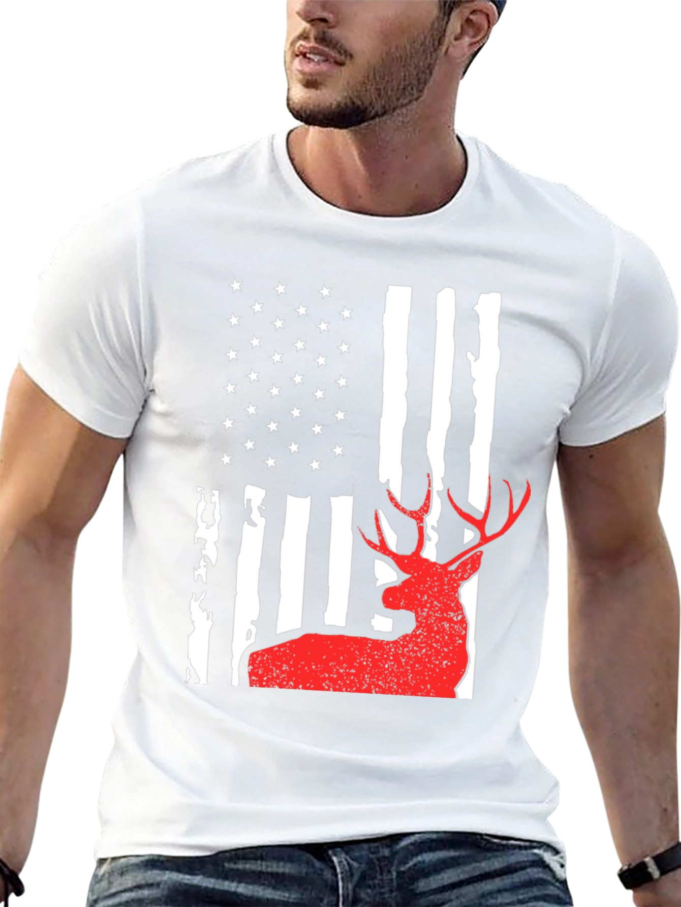 Deer Hunting American Flag Graphic Tee