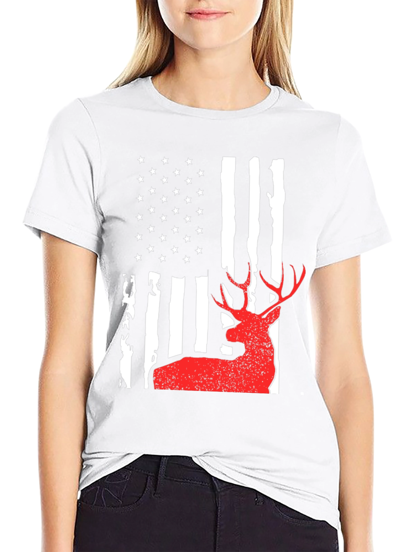 Deer Hunting American Flag Graphic Tee