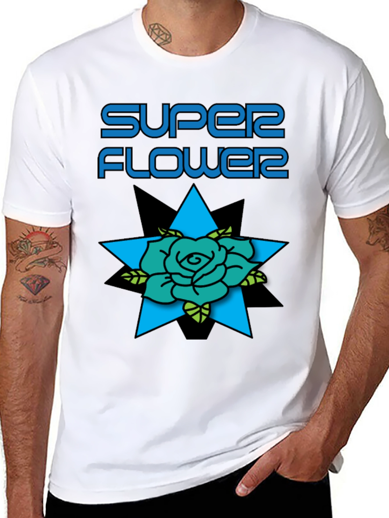 Super Flower Graphic Print Black T-Shirt
