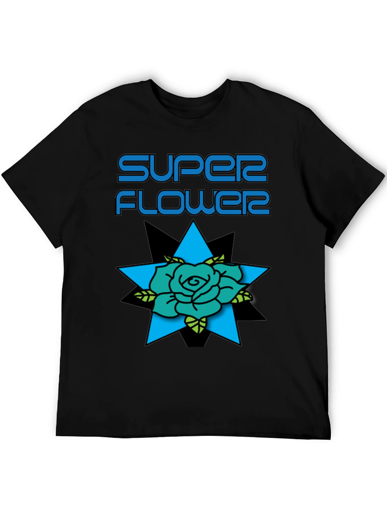 Super Flower Graphic Print Black T-Shirt