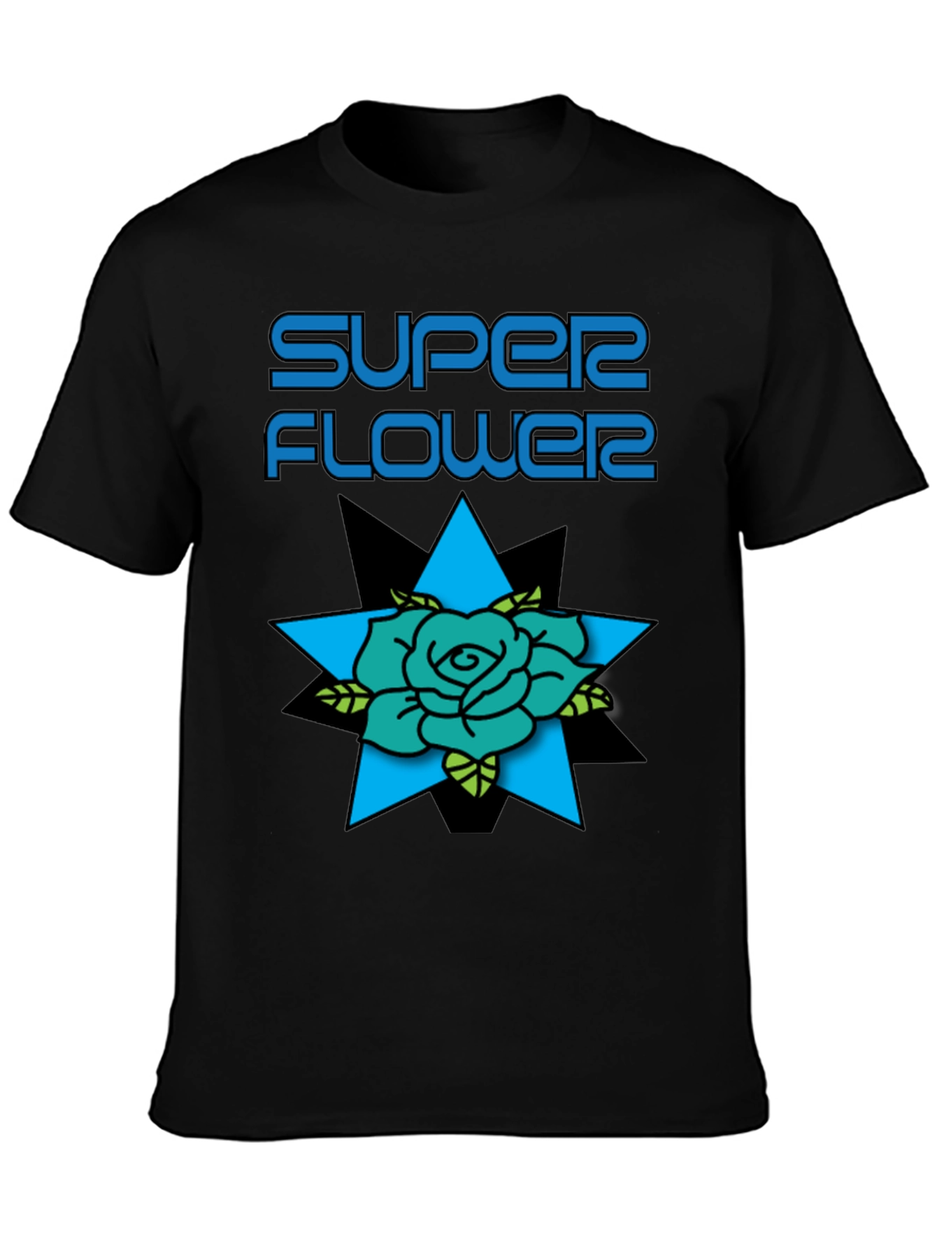 Super Flower Graphic Print Black T-Shirt