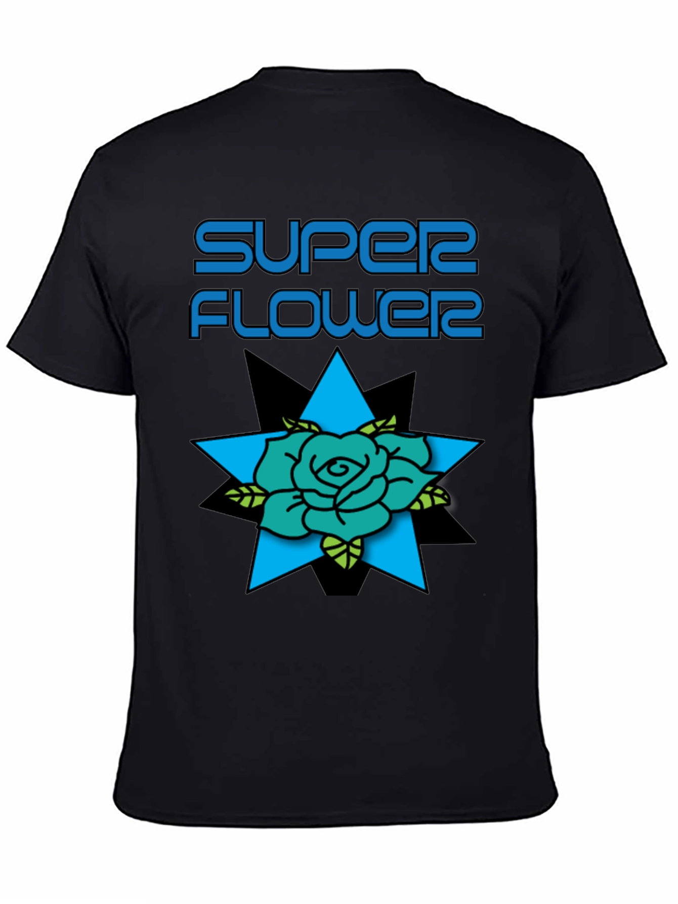 Super Flower Graphic Print Black T-Shirt
