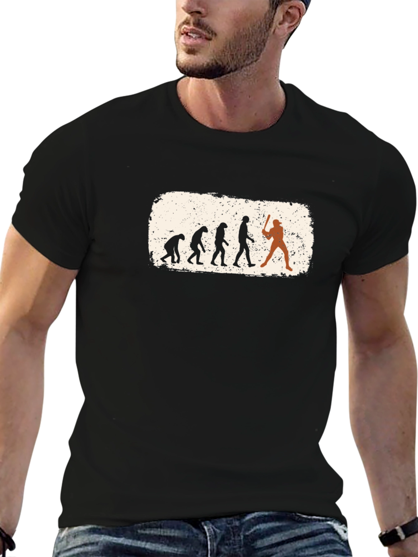 Evolution of Baseball T-Shirt - Black Graphic Tee