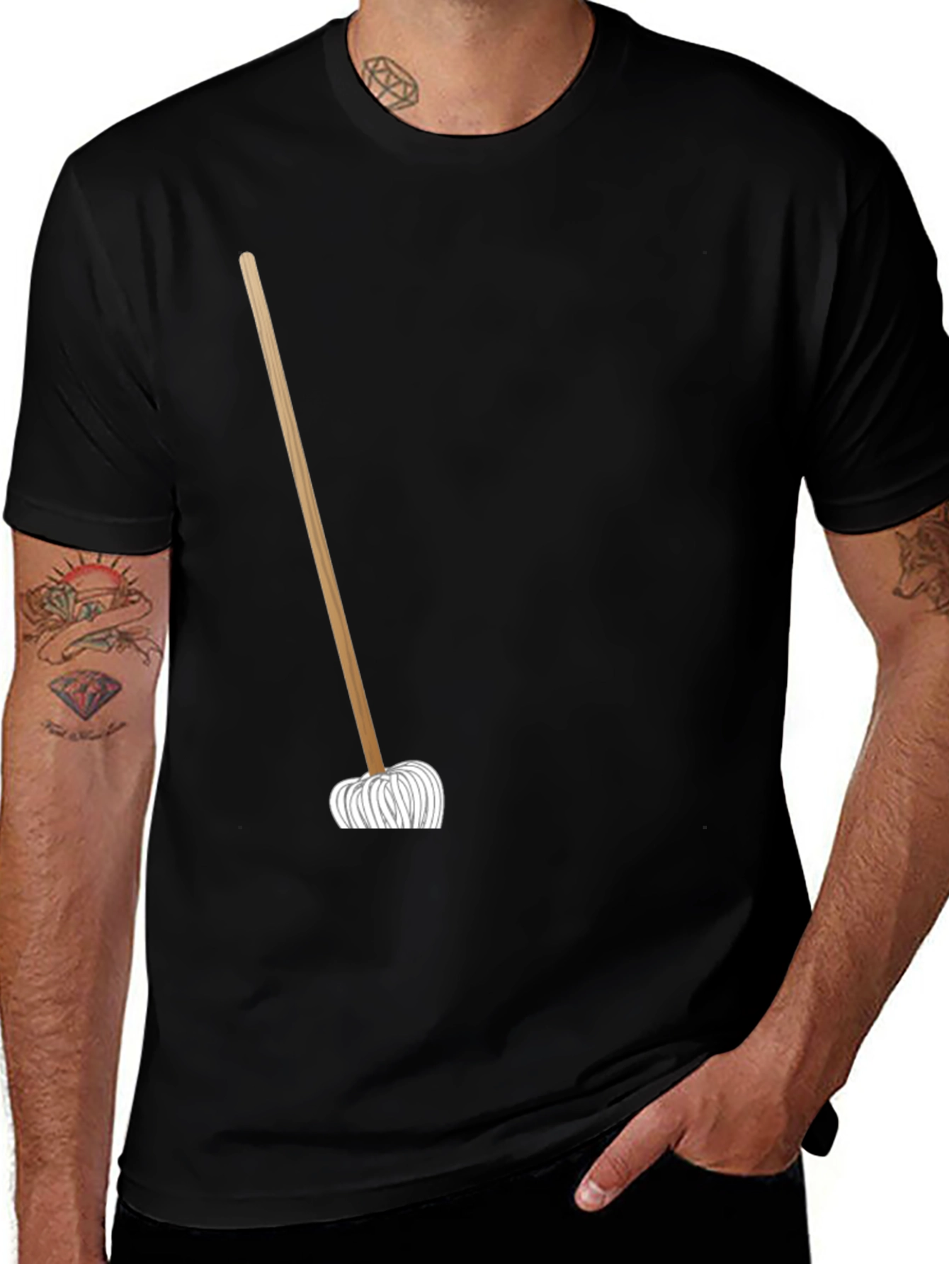 Mop Graphic T-Shirt - Black Cotton Tee