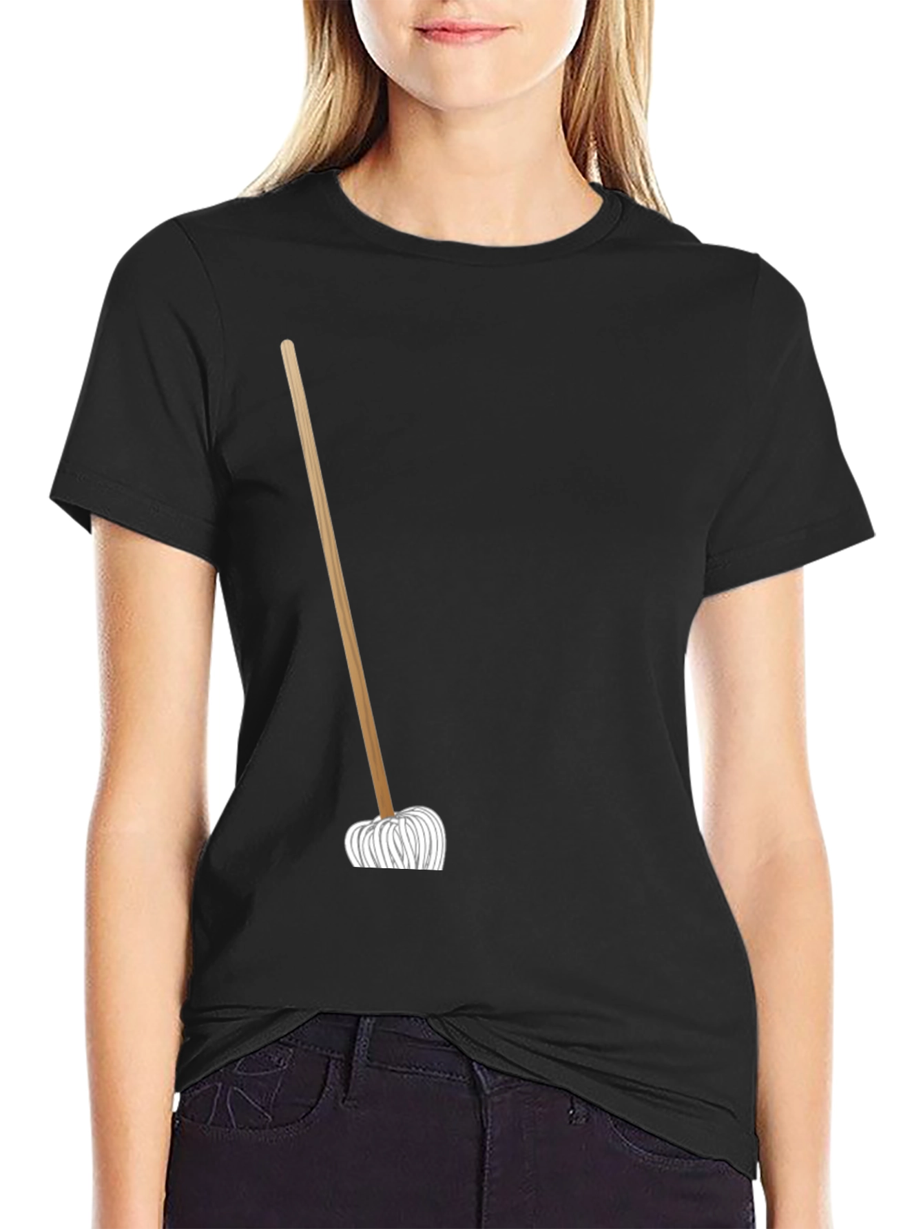 Mop Graphic T-Shirt - Black Cotton Tee