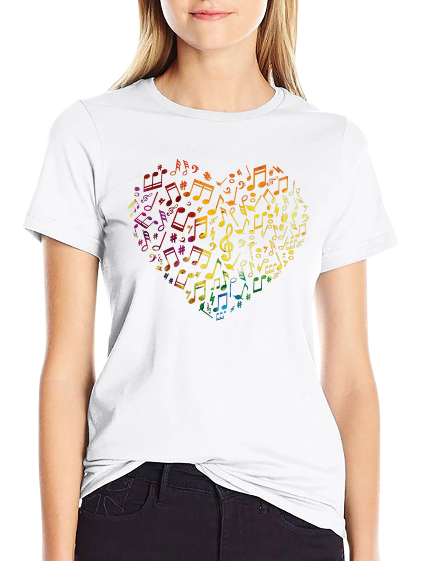 Musical Heart Graphic T-Shirt - Black