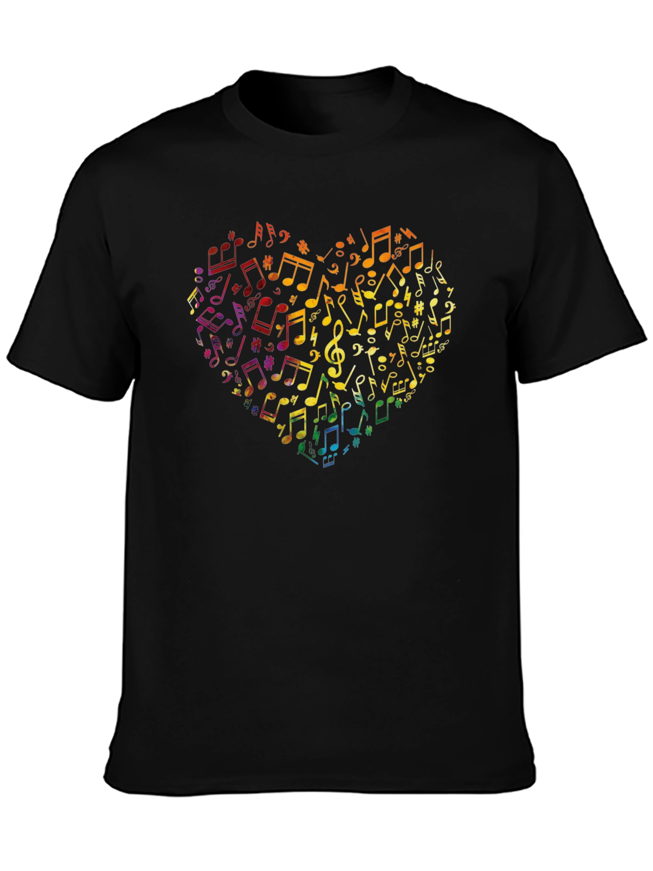 Musical Heart Graphic T-Shirt - Black