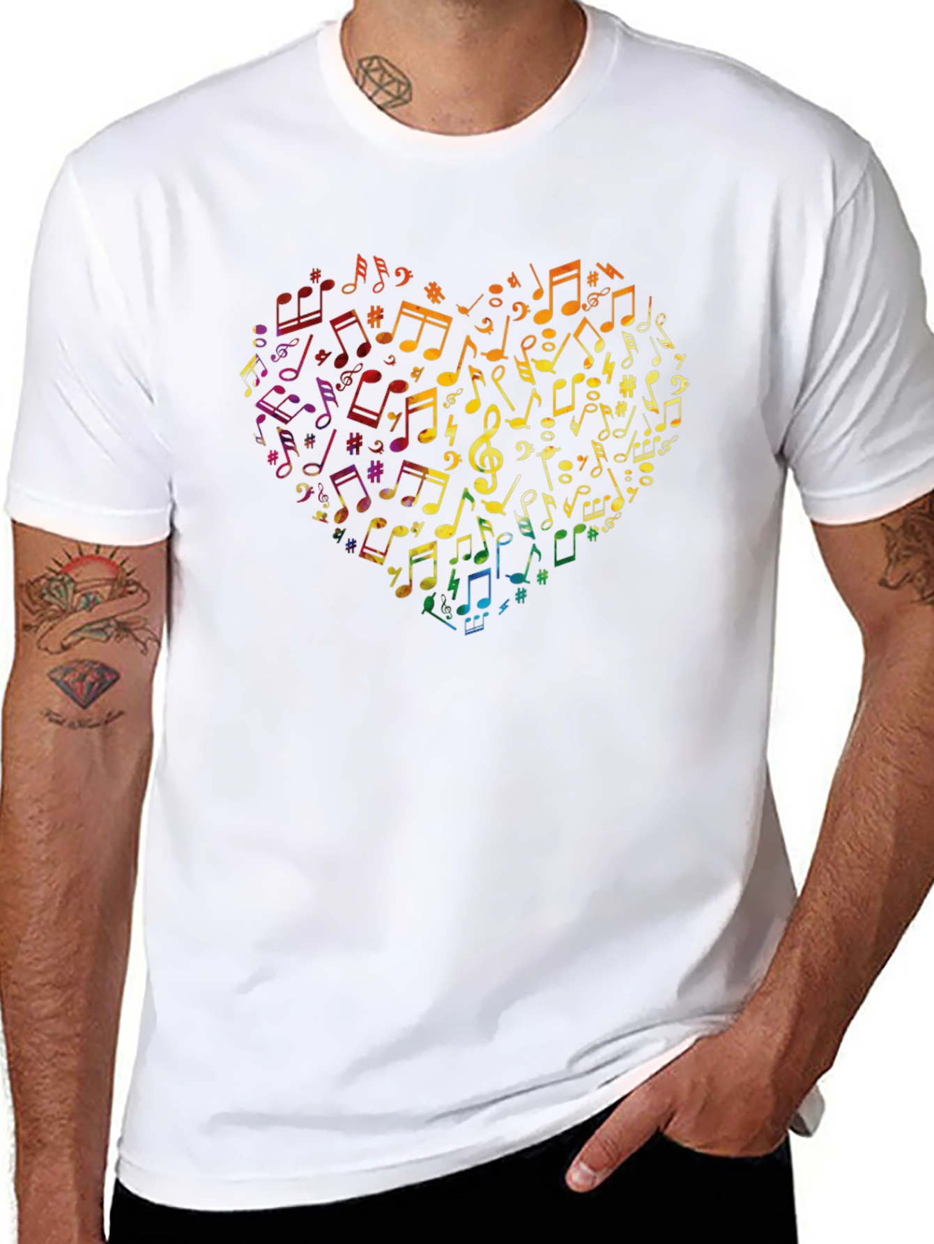 Musical Heart Graphic T-Shirt - Black