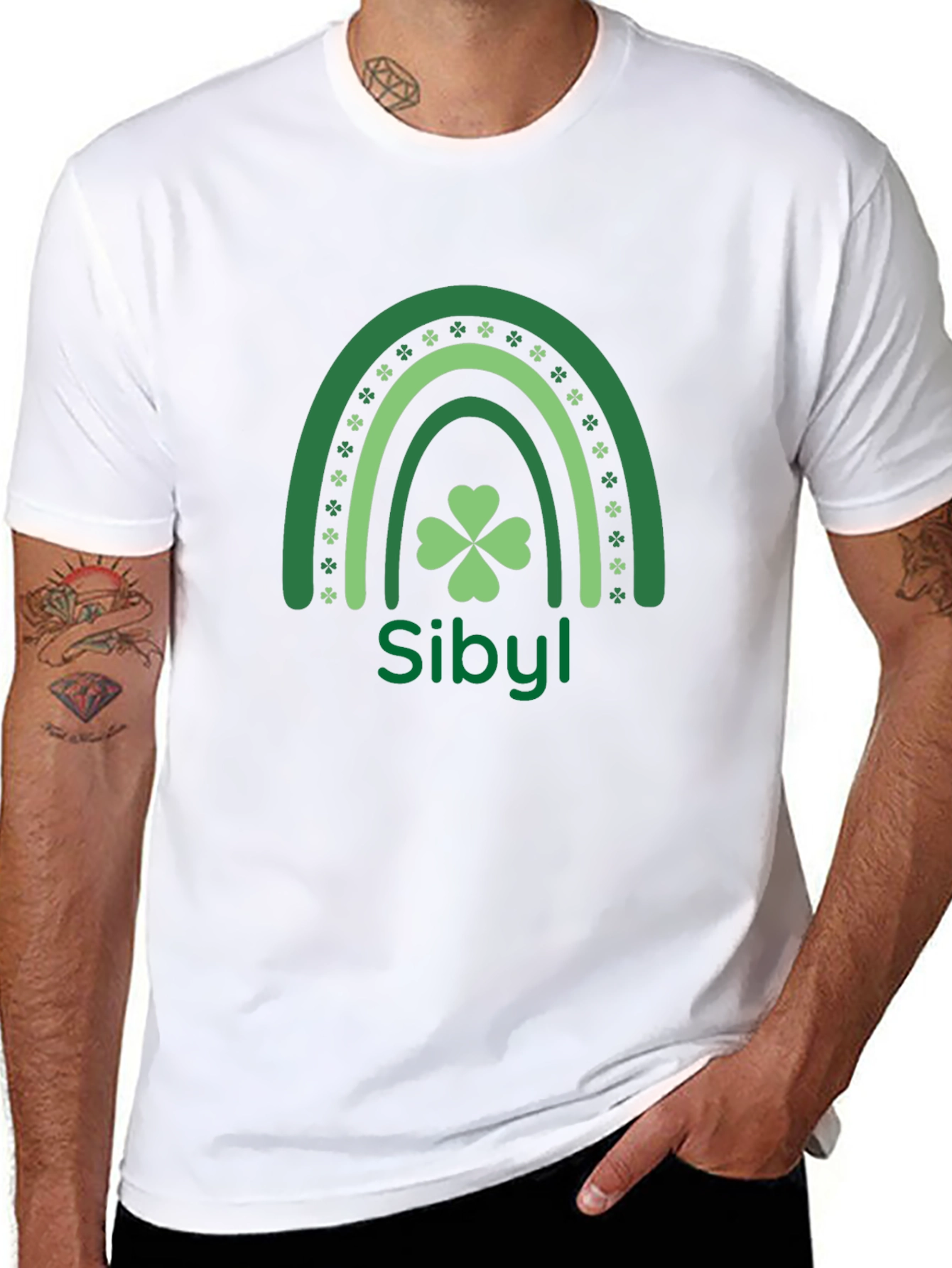 St. Patricks Day Sibyl Rainbow Clover T-Shirt