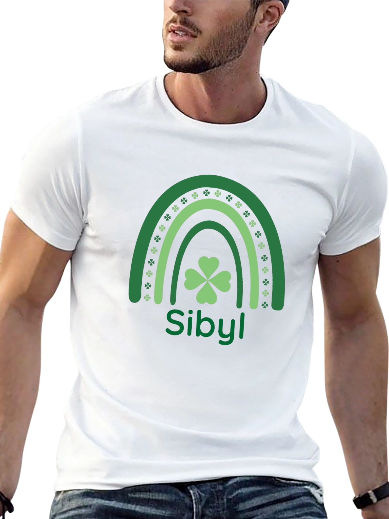 St. Patricks Day Sibyl Rainbow Clover T-Shirt