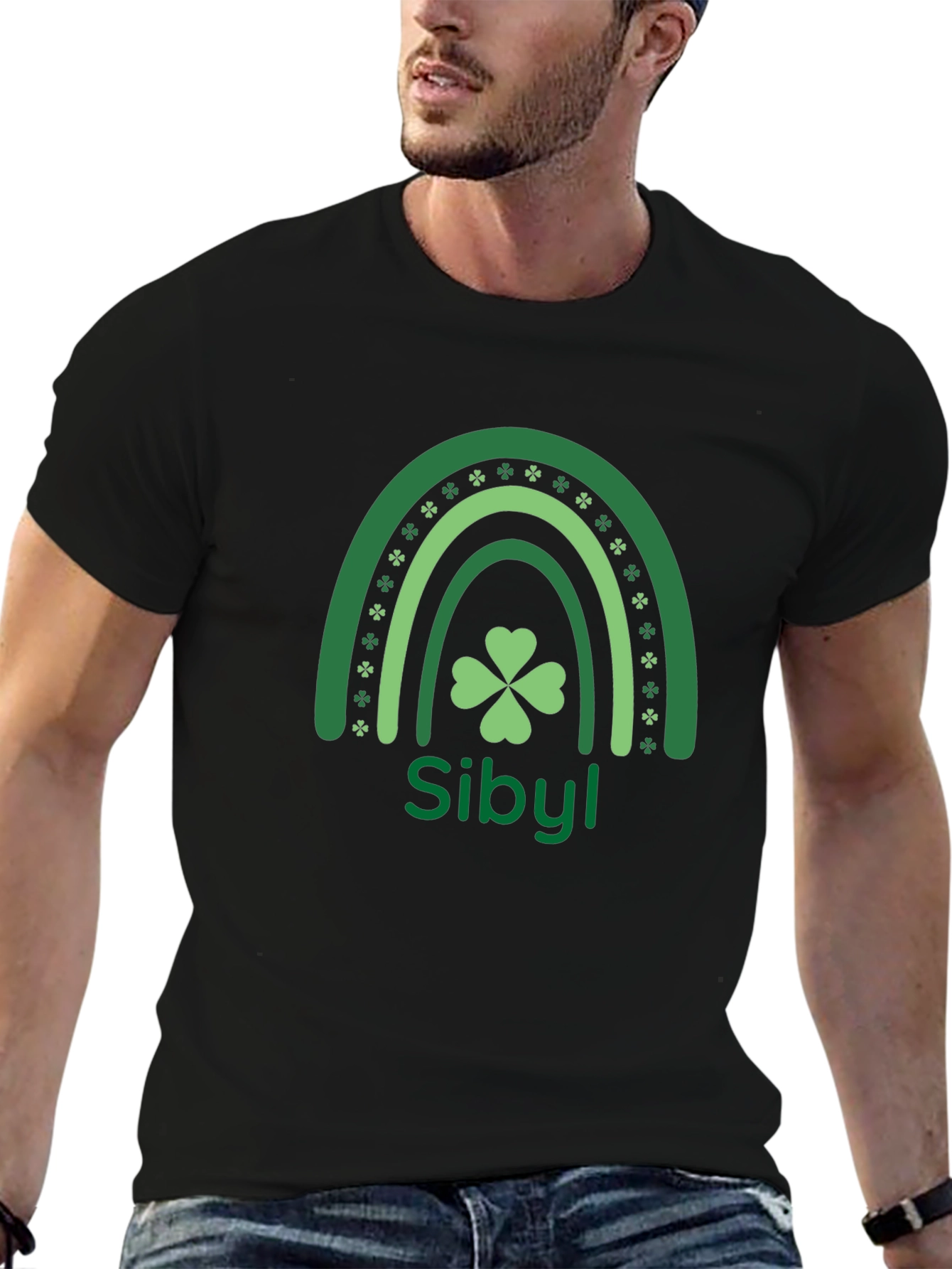 St. Patricks Day Sibyl Rainbow Clover T-Shirt