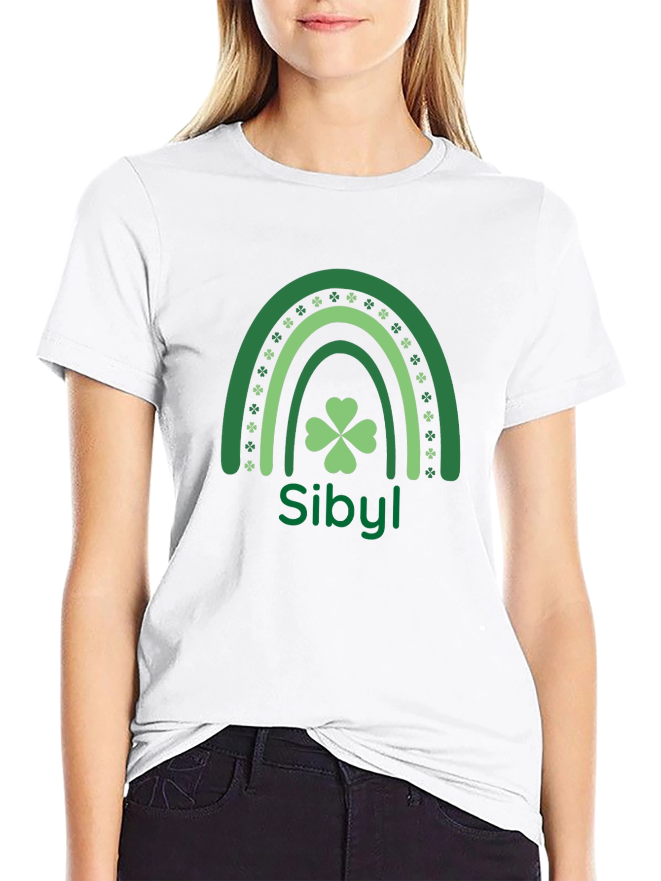 St. Patricks Day Sibyl Rainbow Clover T-Shirt