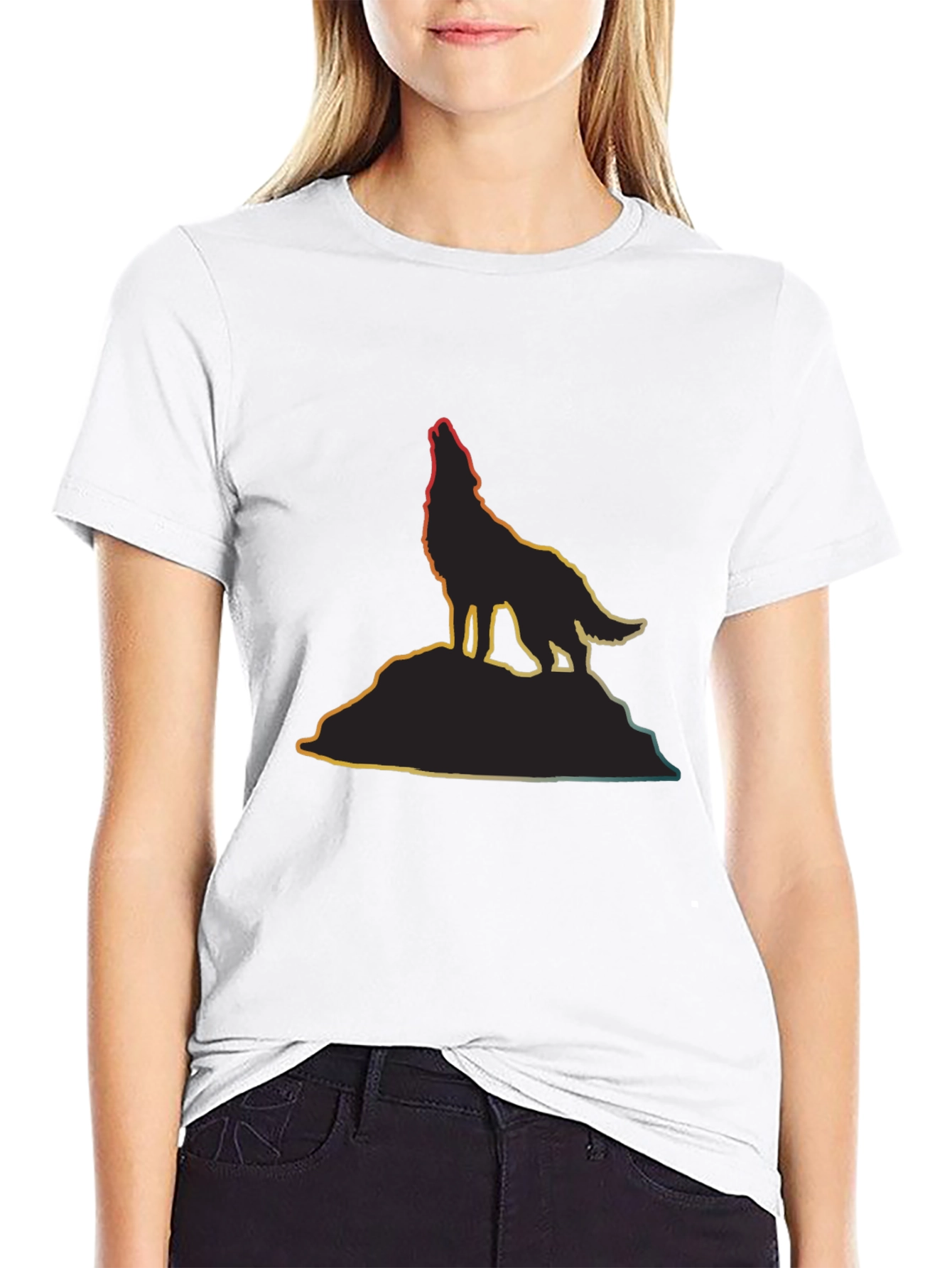 Wolf Silhouette T-Shirt - Mens Black Tee