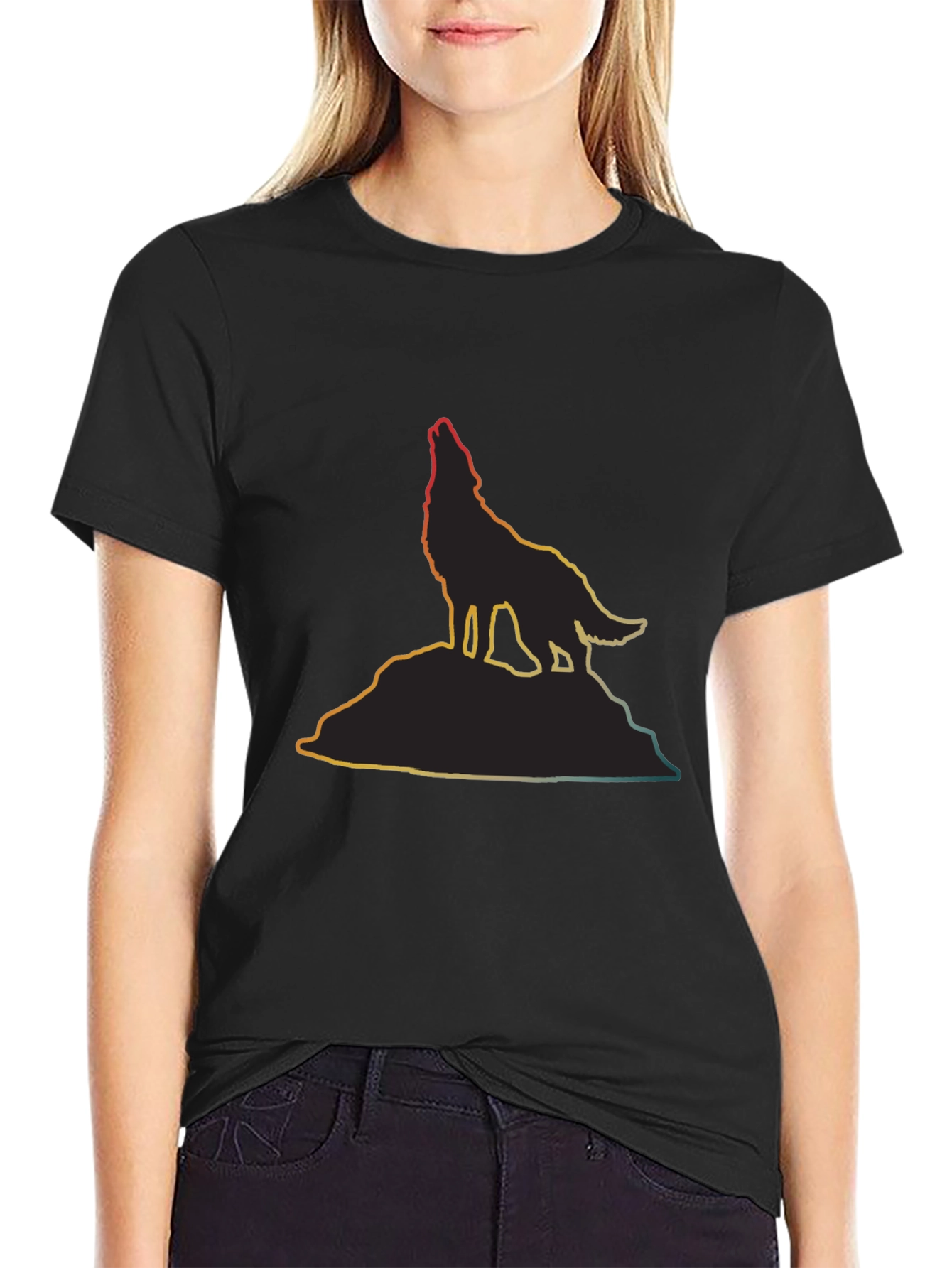 Wolf Silhouette T-Shirt - Mens Black Tee