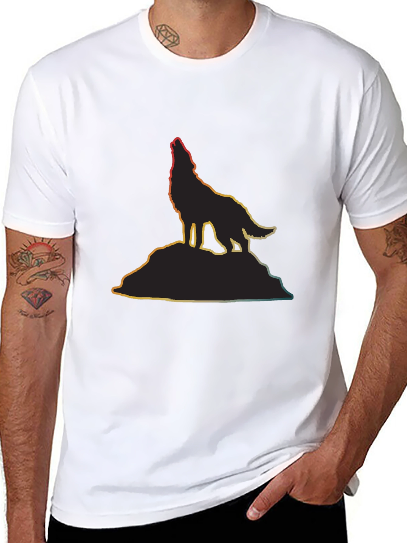 Wolf Silhouette T-Shirt - Mens Black Tee