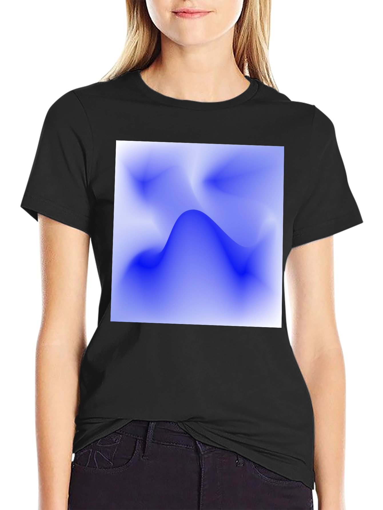 Abstract Blue Wave Graphic Tee - Modern Casual Style