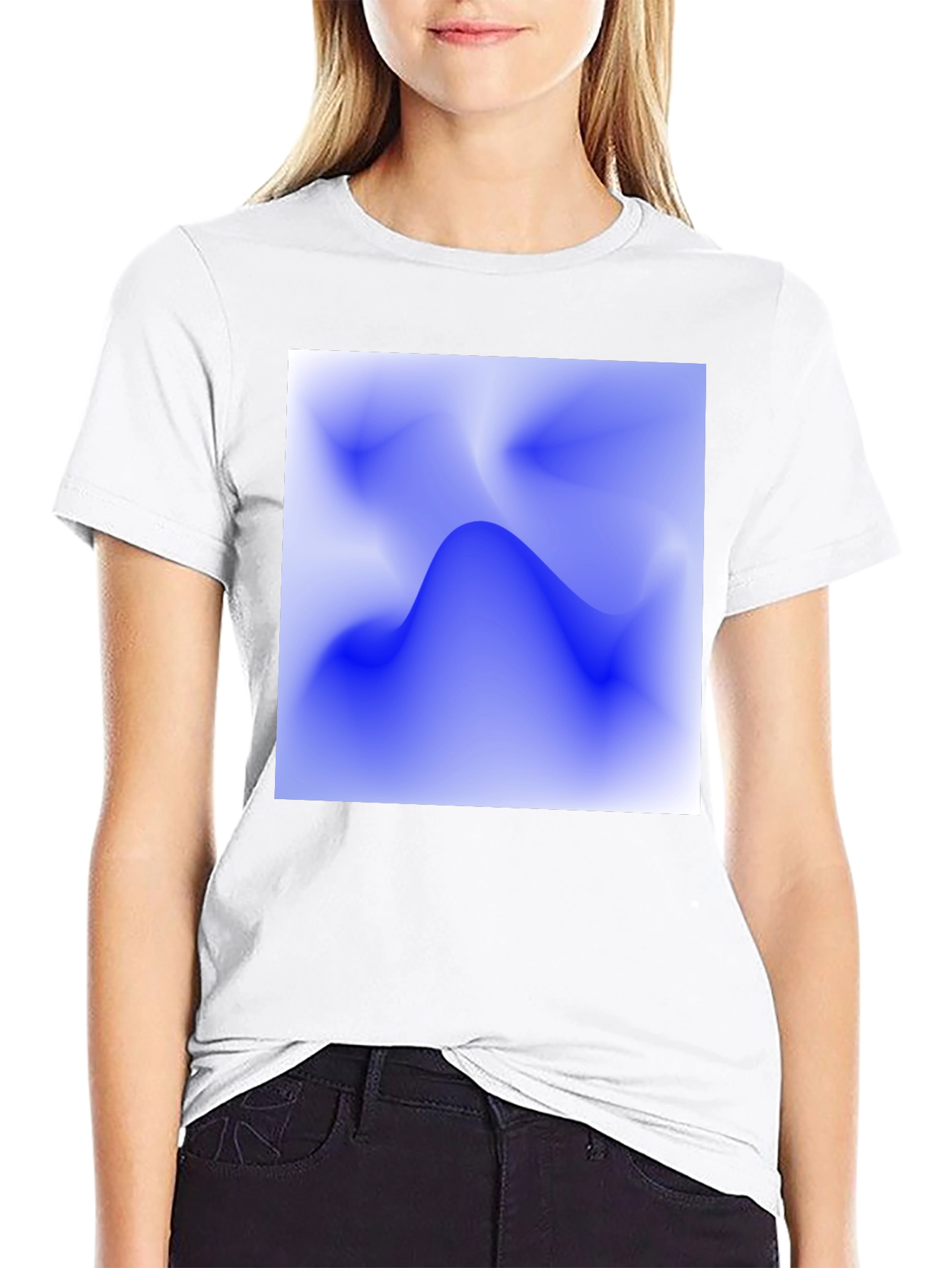 Abstract Blue Wave Graphic Tee - Modern Casual Style