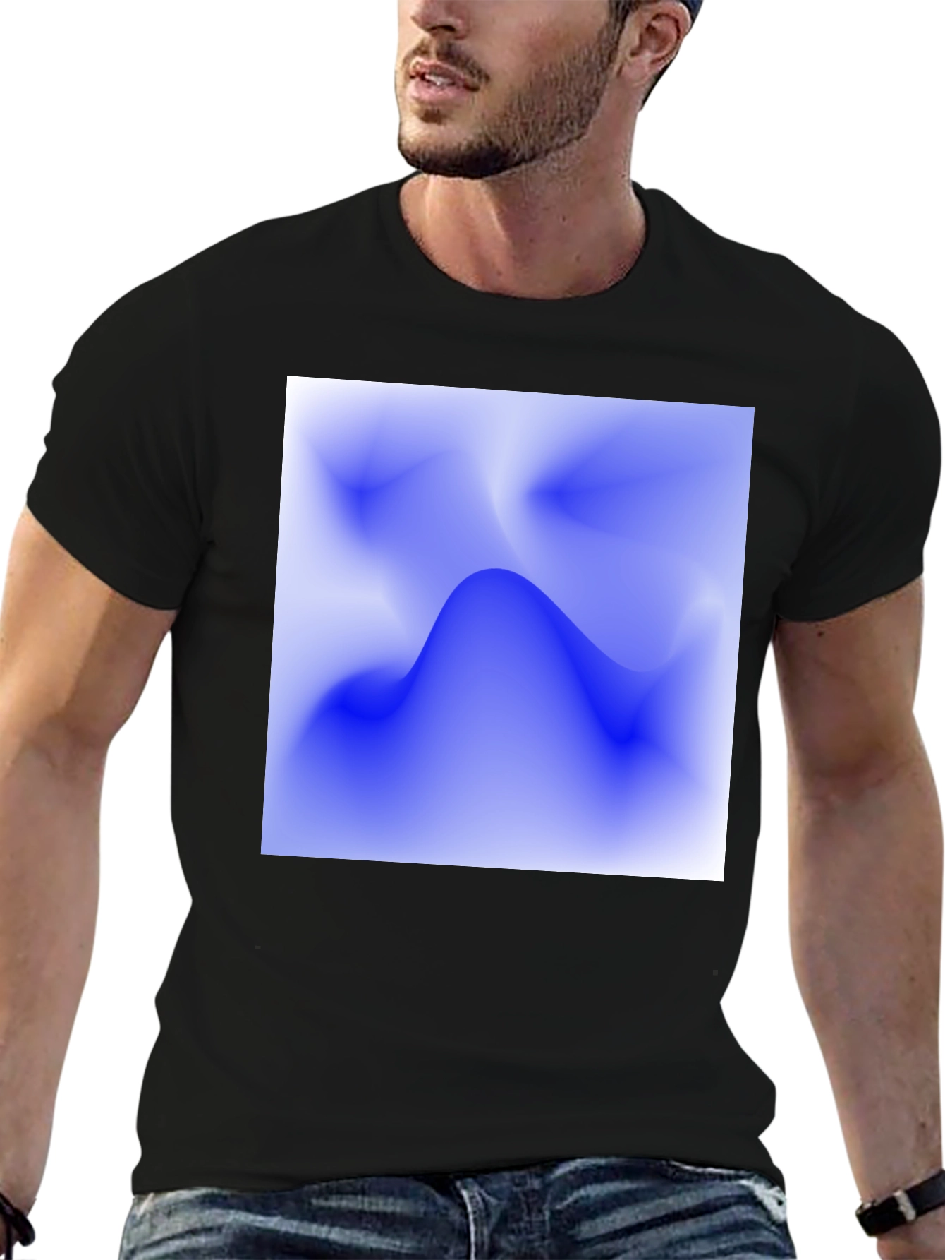 Abstract Blue Wave Graphic Tee - Modern Casual Style