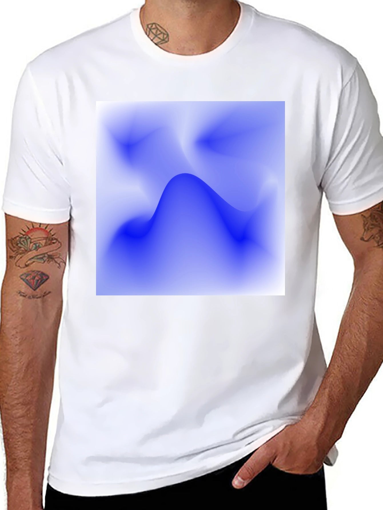 Abstract Blue Wave Graphic Tee - Modern Casual Style