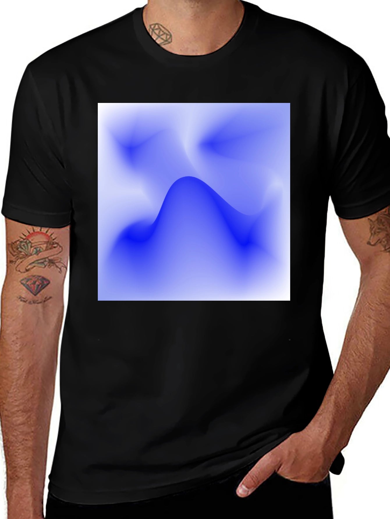 Abstract Blue Wave Graphic Tee - Modern Casual Style