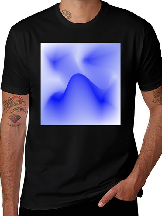 Abstract Blue Wave Graphic Tee - Modern Casual Style