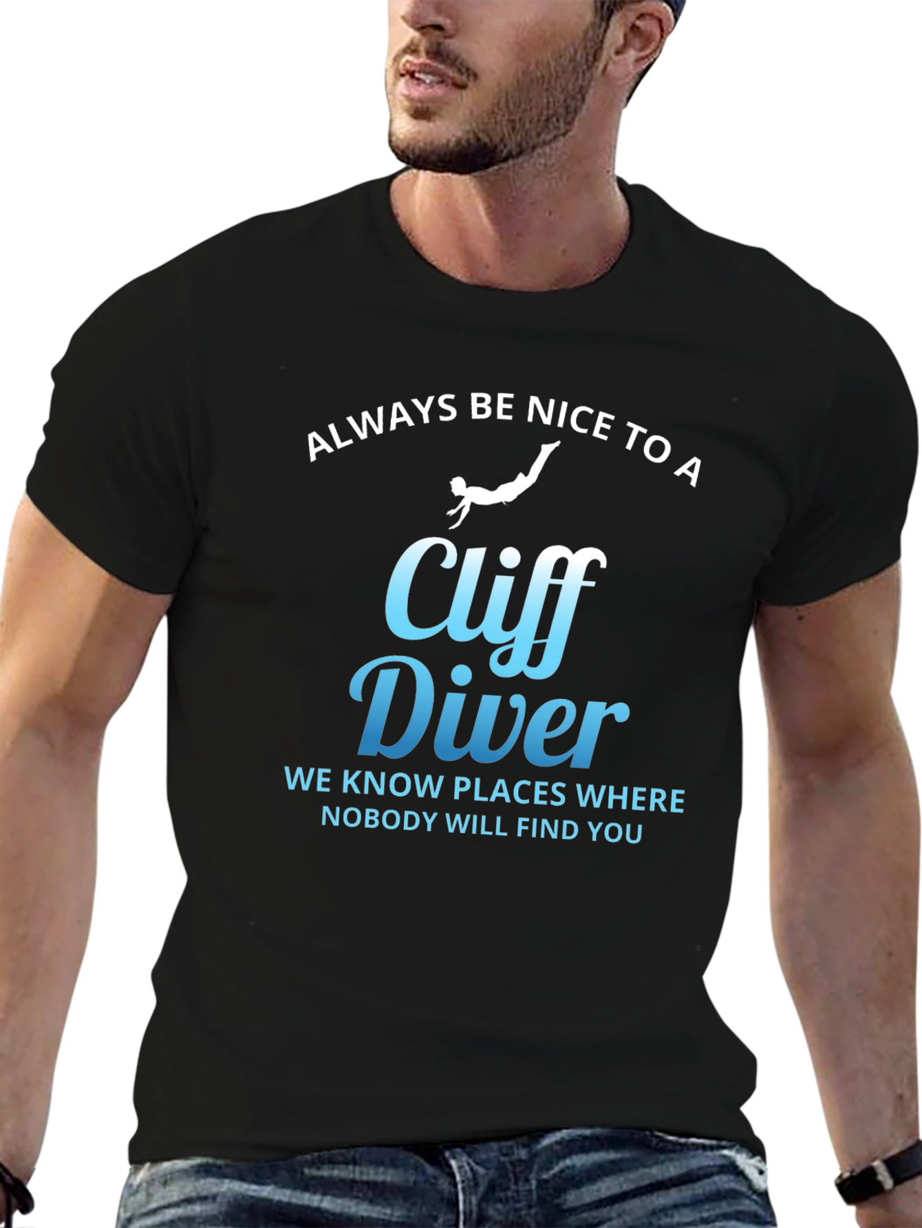 Cliff Diver T-Shirt - Funny Warning