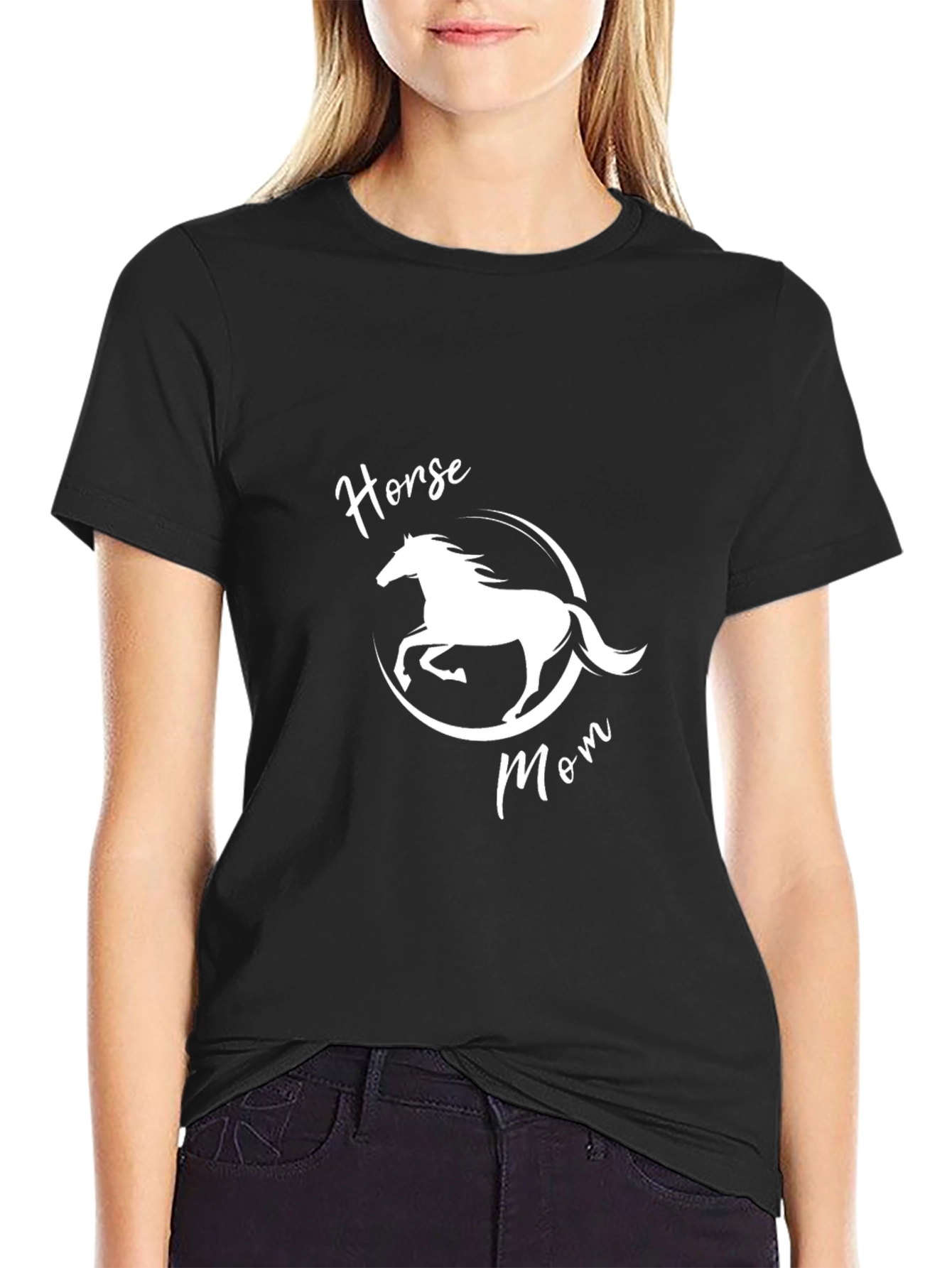 Horse Mom Graphic Tee - Black