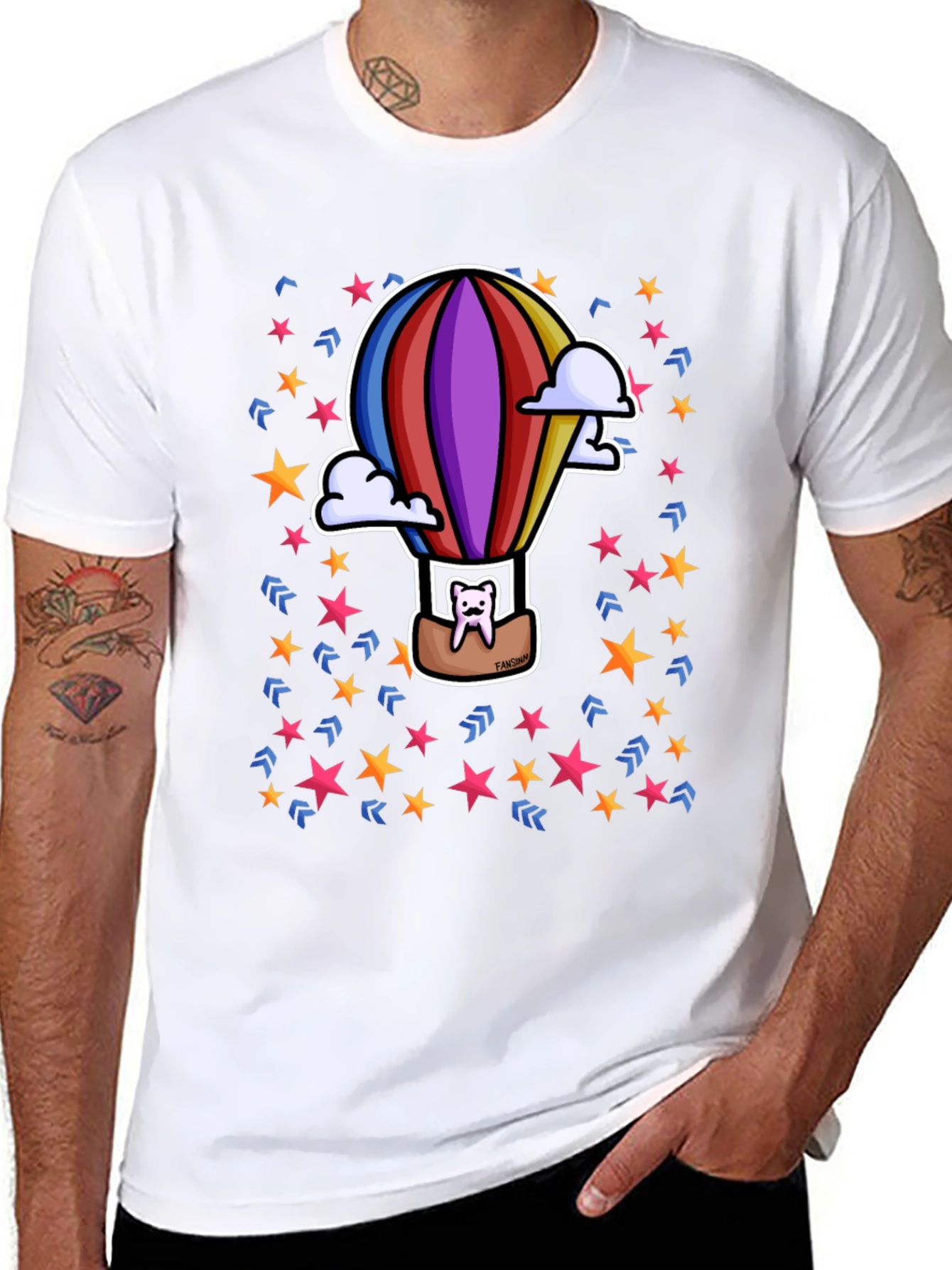 Hot Air Balloon Cartoon Graphic Tee - Unique Design