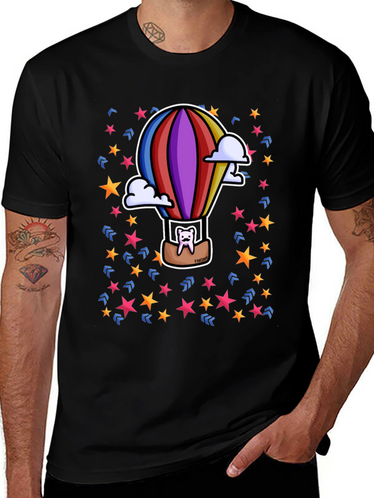 Hot Air Balloon Cartoon Graphic Tee - Unique Design