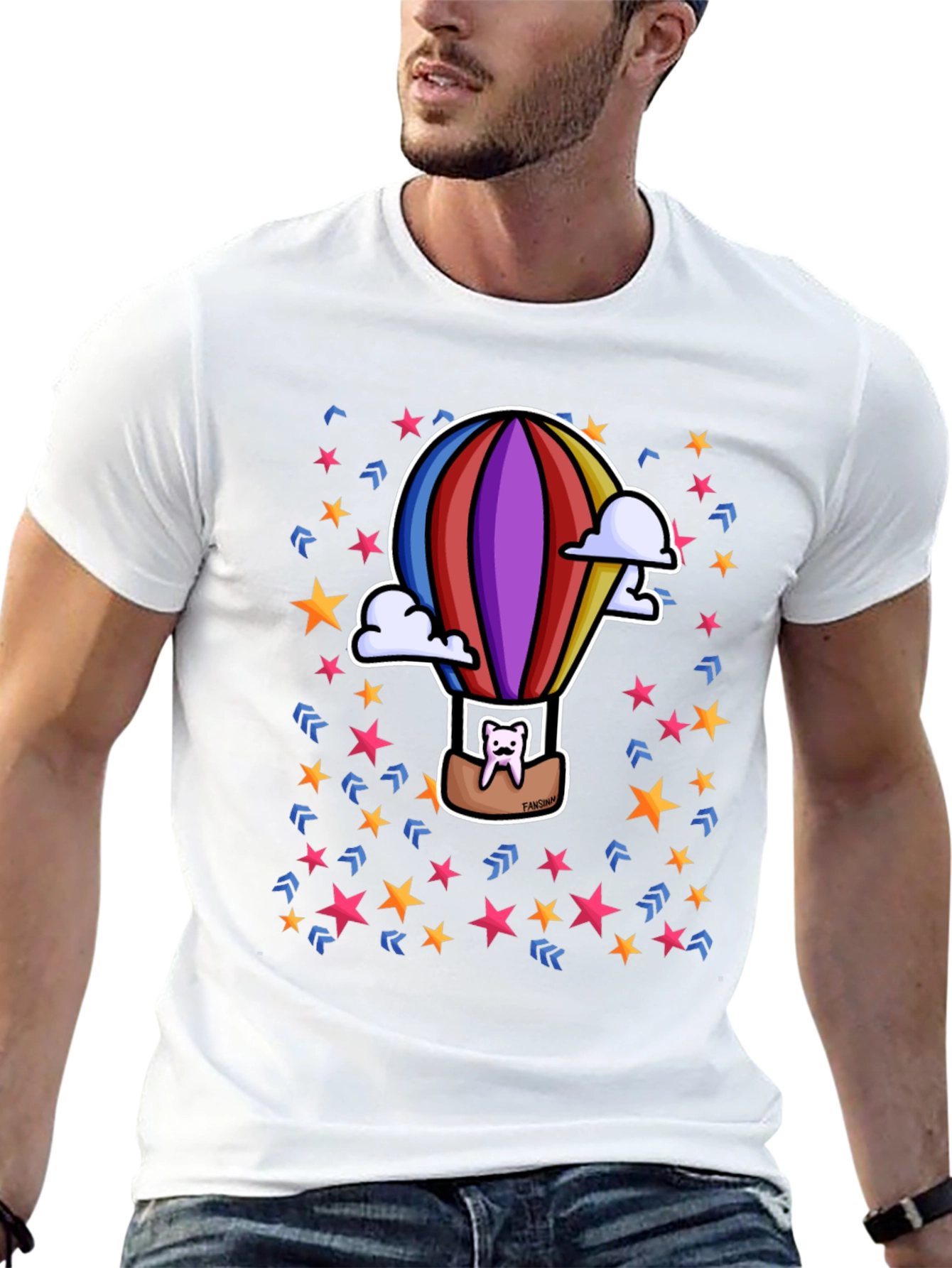 Hot Air Balloon Cartoon Graphic Tee - Unique Design